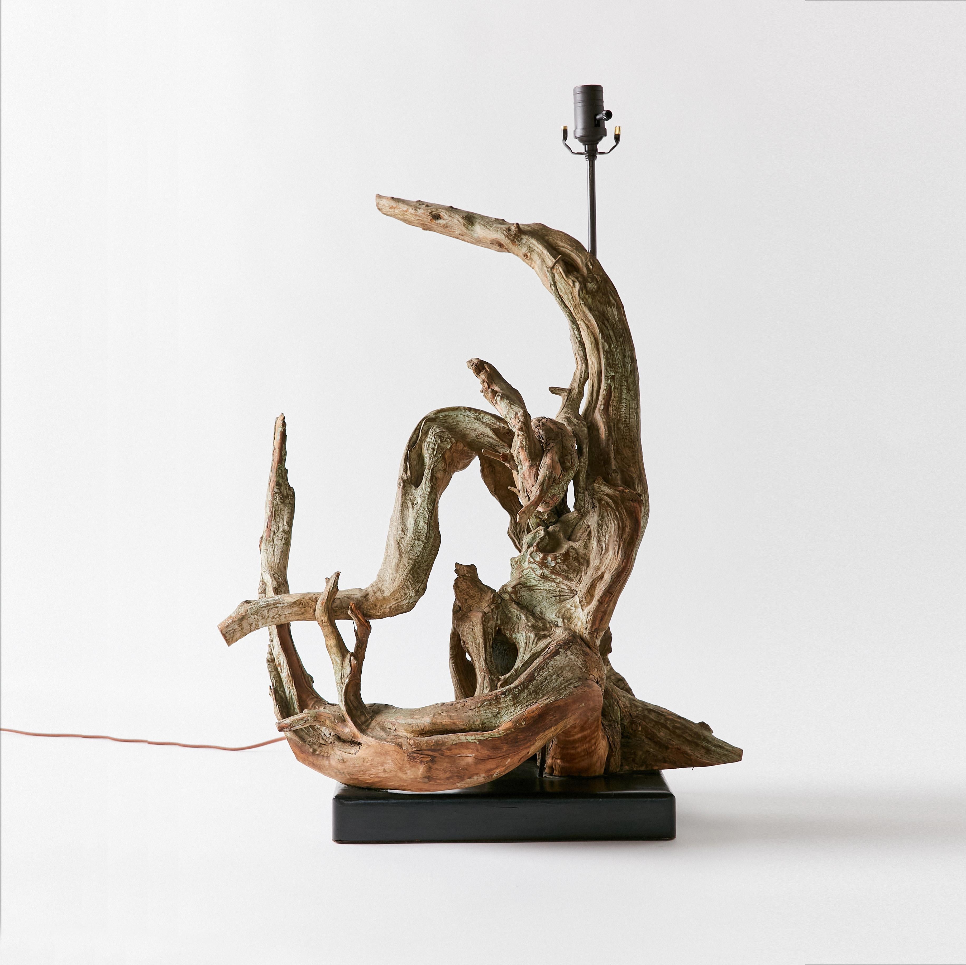 Mid-Century Modern Lampe sculpturale en bois flotté du milieu du siècle en vente