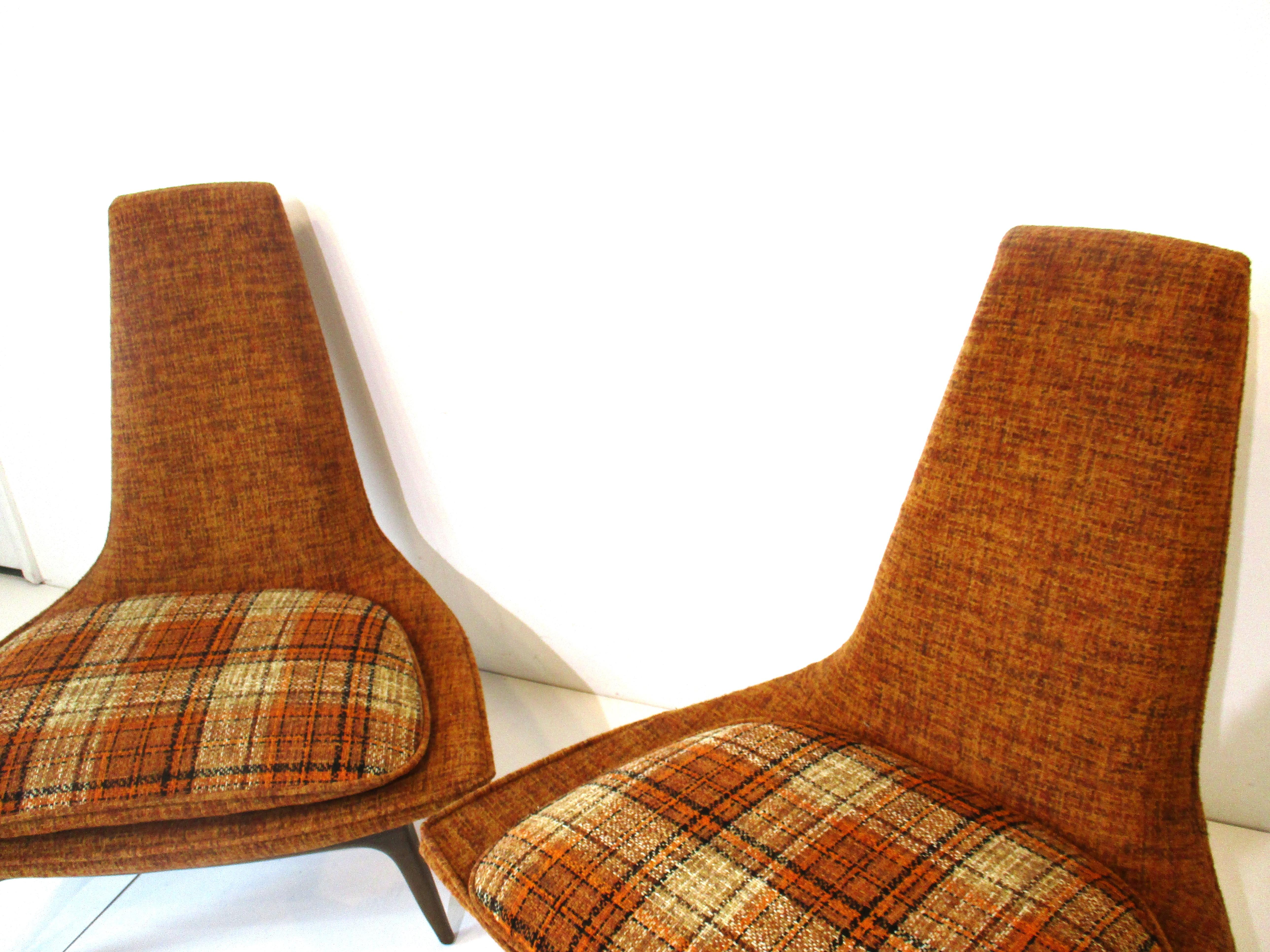 Sculptural Midcentury High Back Slipper Lounge Chairs by Karpen of California 6