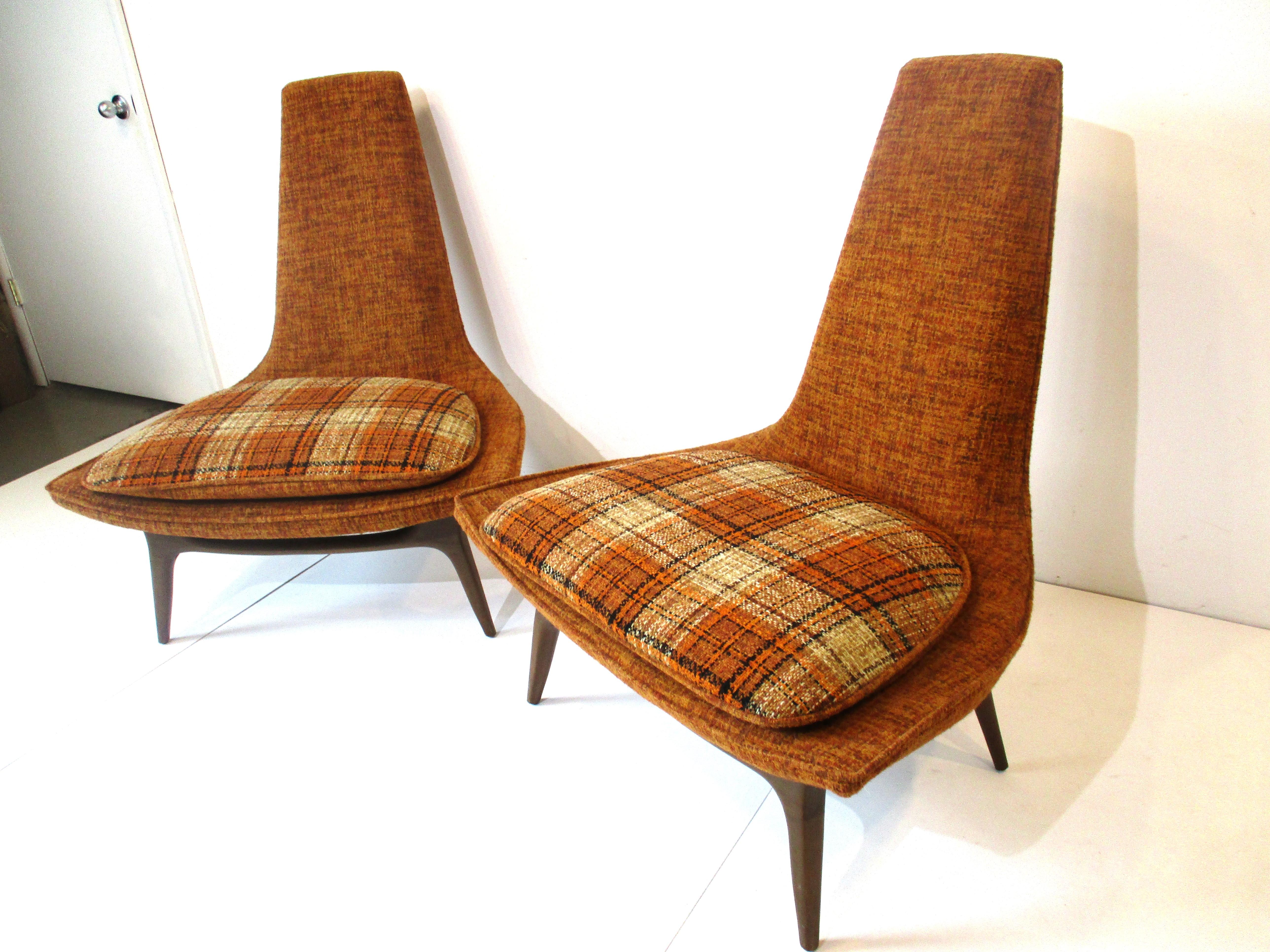 Sculptural Midcentury High Back Slipper Lounge Chairs by Karpen of California 7