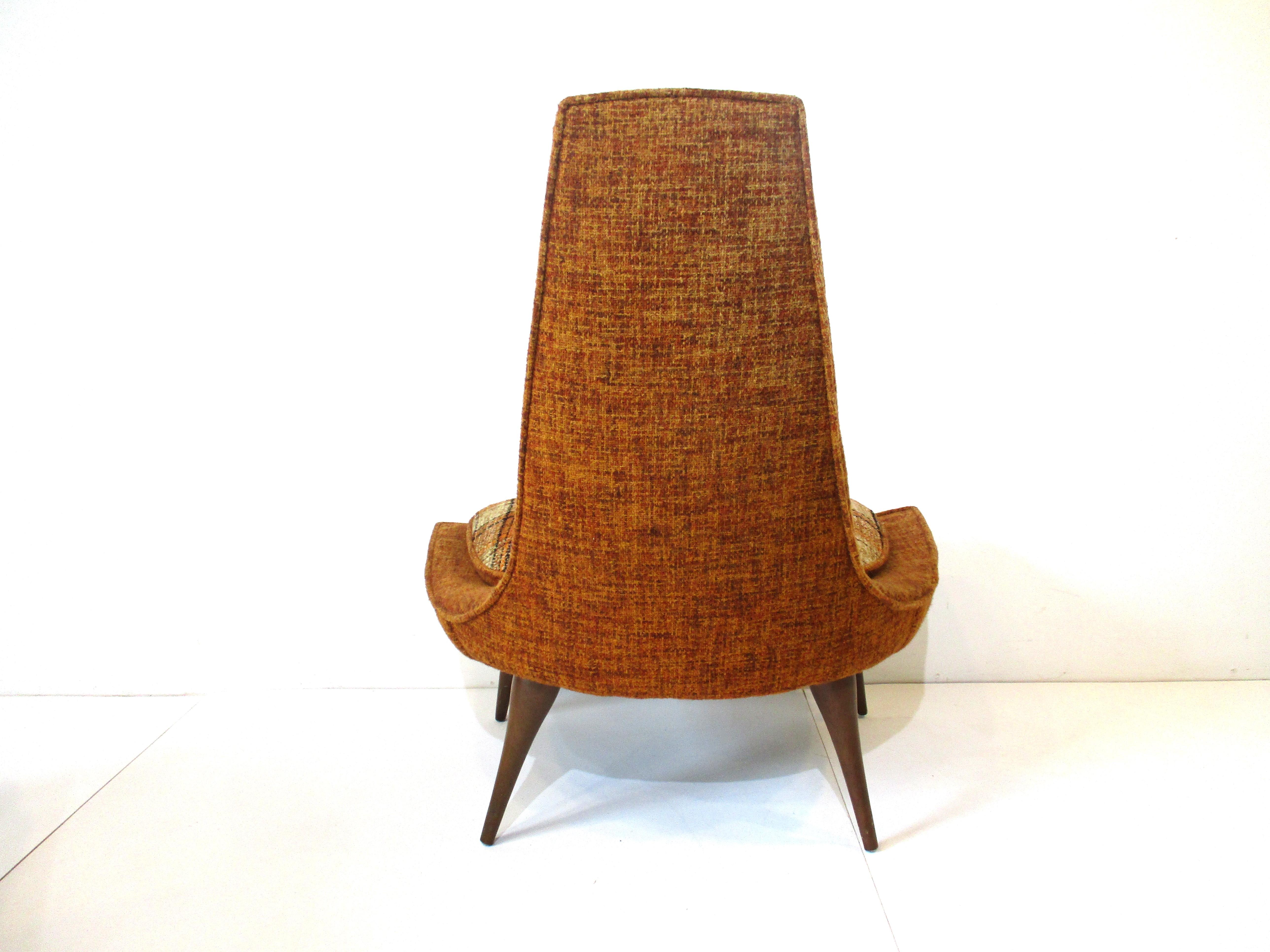 Mid-20th Century Sculptural Midcentury High Back Slipper Lounge Chairs by Karpen of California