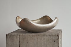 Sculptural Mid Century Italian Centerpiece in Hand Hammered Silver Plated Metal