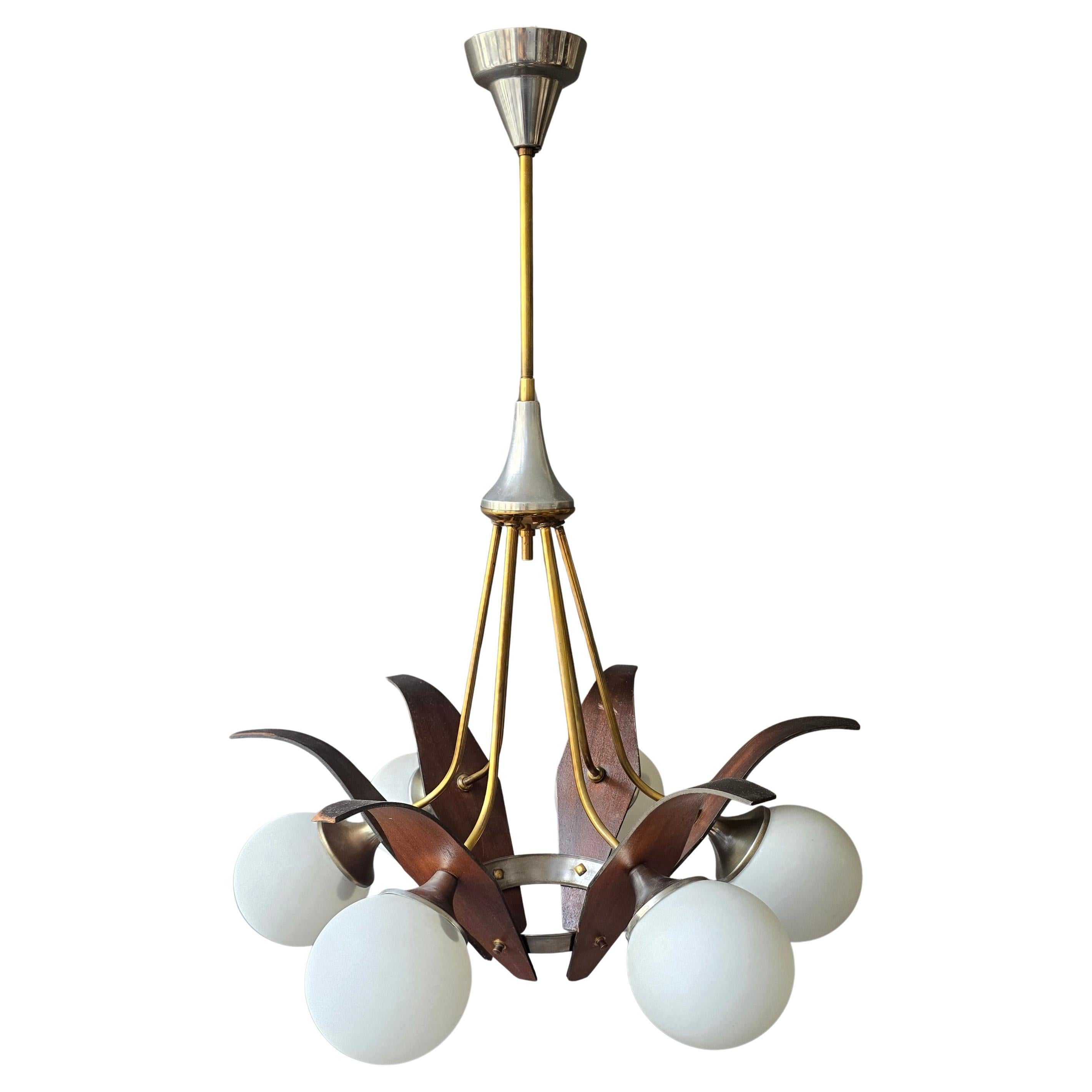 Sculptural Mid-Century Italian Chandelier, Circa 1950s