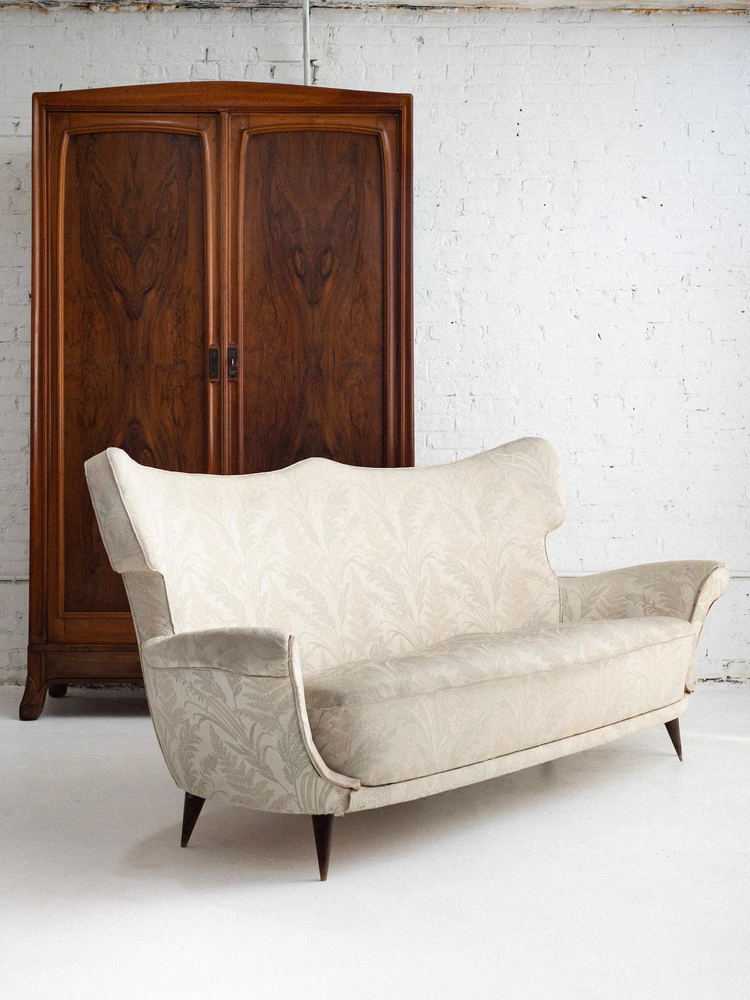 Art Nouveau Sculptural Mid Century Italian Sofa Attributed to Maurizio Tempestini For Sale