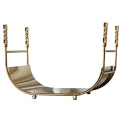 Sculptural Mid-Century Log Basket or Magazine Rack in Brass 1970s