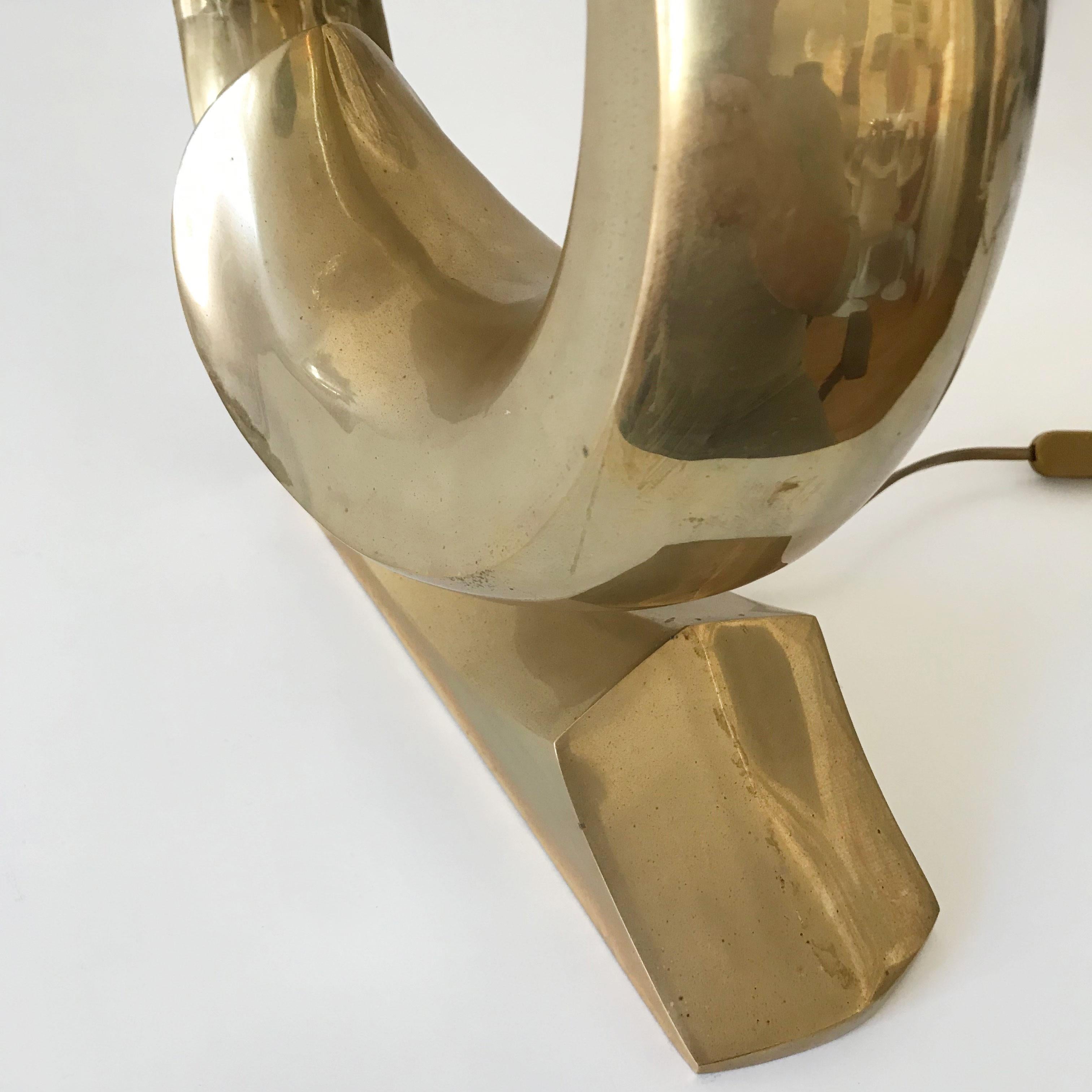 Sculptural Mid-Century Modern Brass Table Lamp by Pierre Cardin, 1970s, France 12