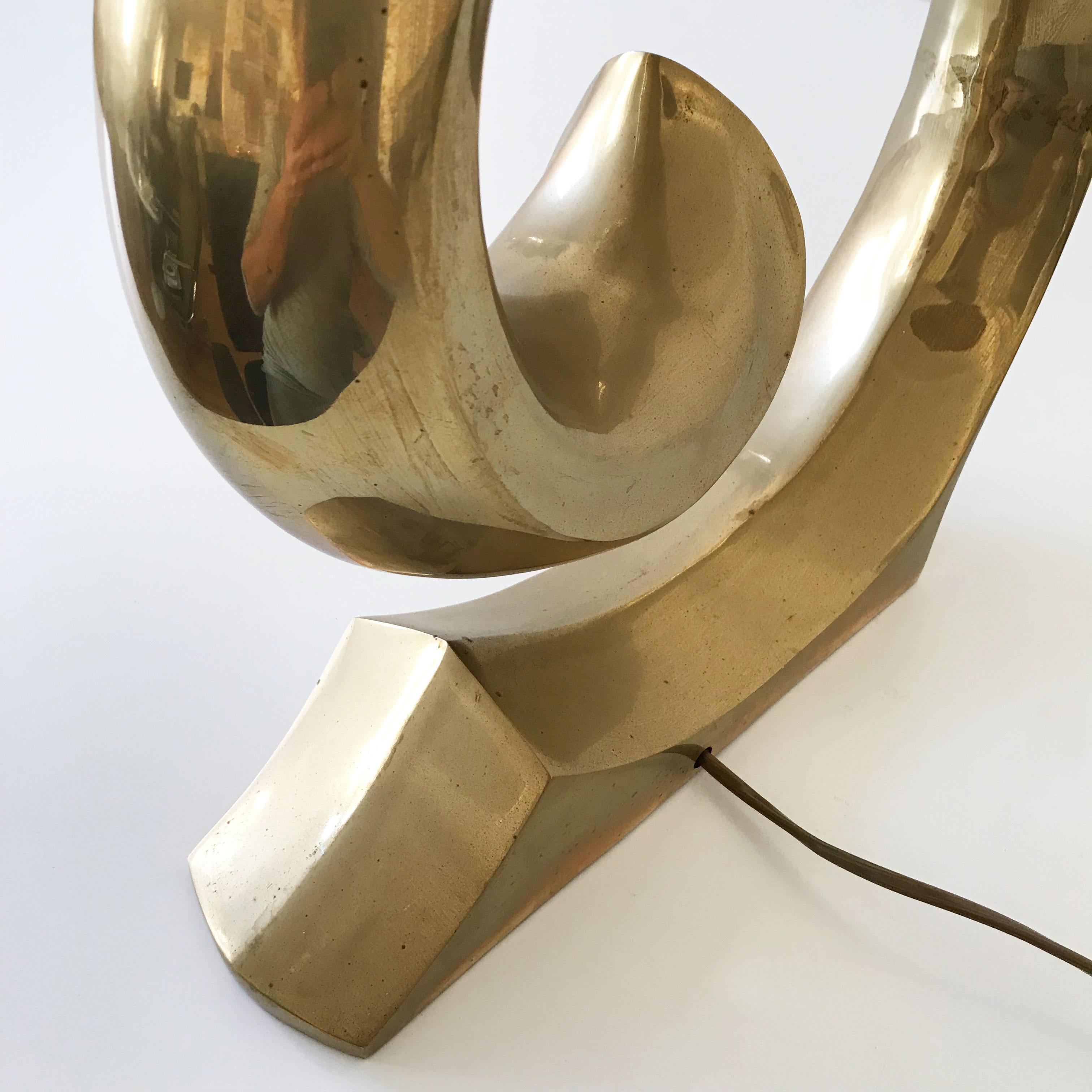 Sculptural Mid-Century Modern Brass Table Lamp by Pierre Cardin, 1970s, France 13