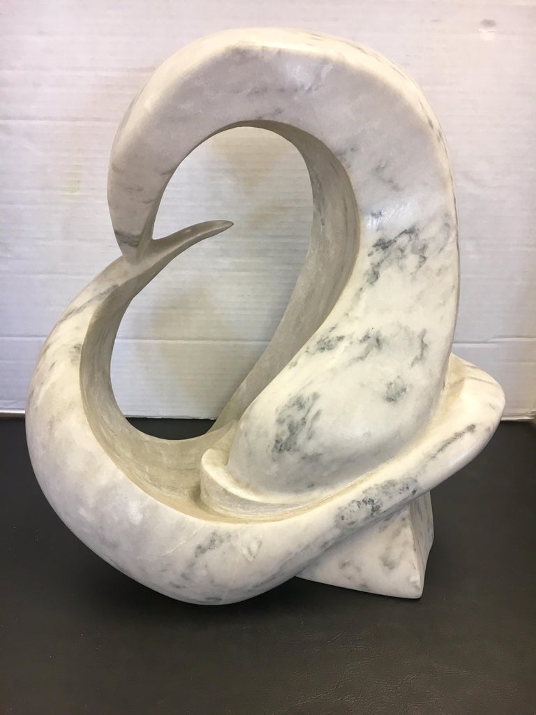 Sculptural MidCentury Modern Carrara Marble Abstract Sculpture, Italy