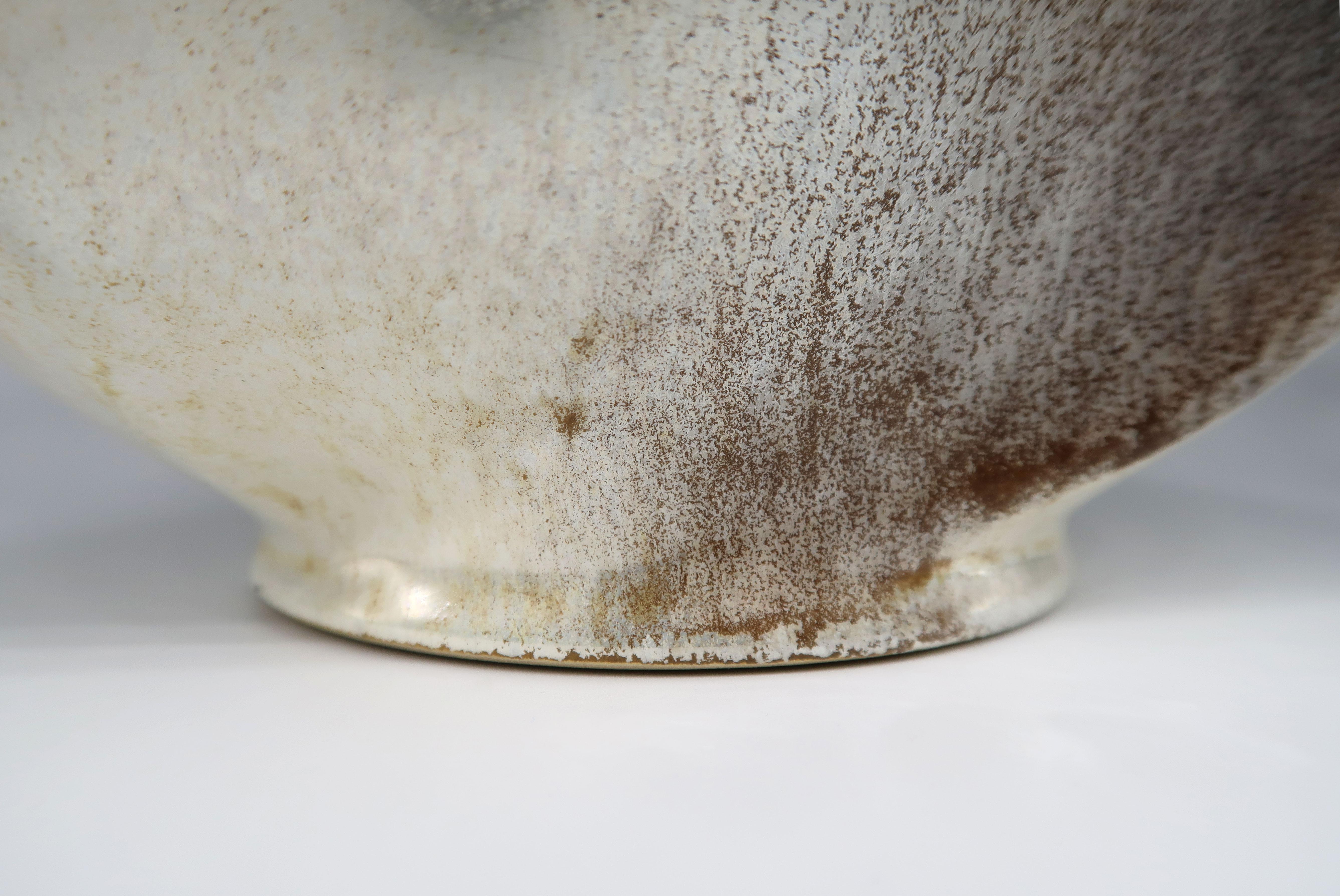 Sculptural Swirling Modernist Cream, Grey, Brown Ceramic Vase For Sale 3