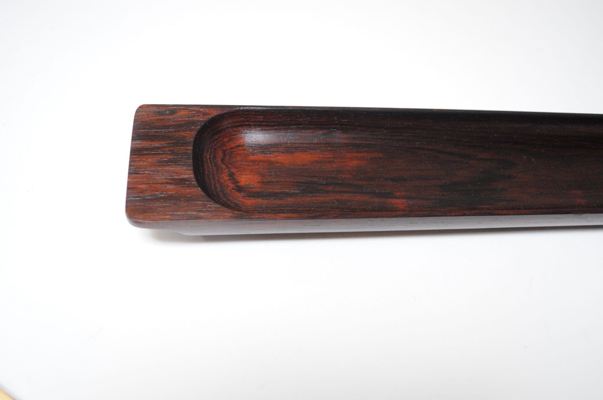 Sculptural Mid-Century Modern Elongated Rosewood Tray For Sale 7