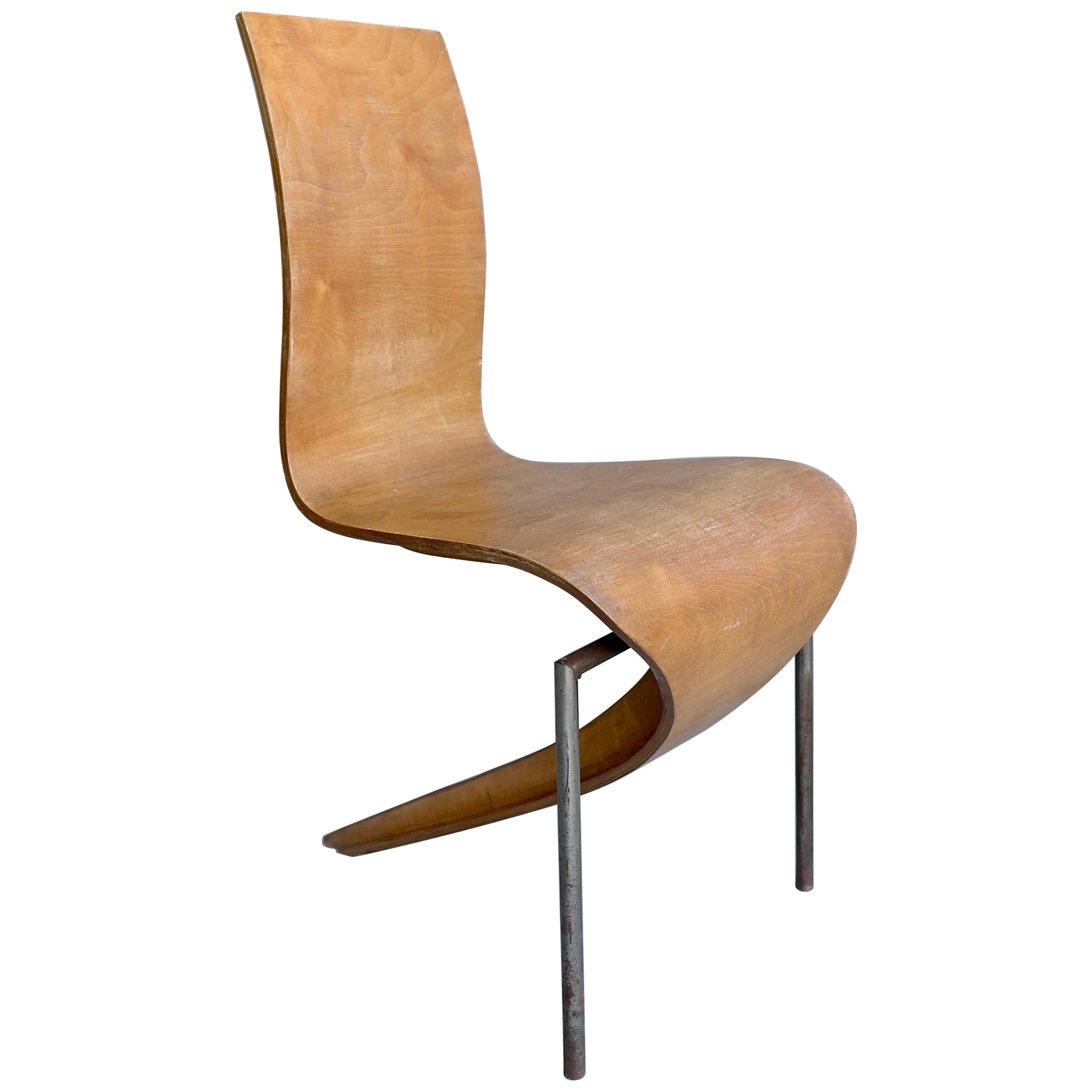 Sculptural Mid-Century Modern French Side Chair, in Style of André Bloc