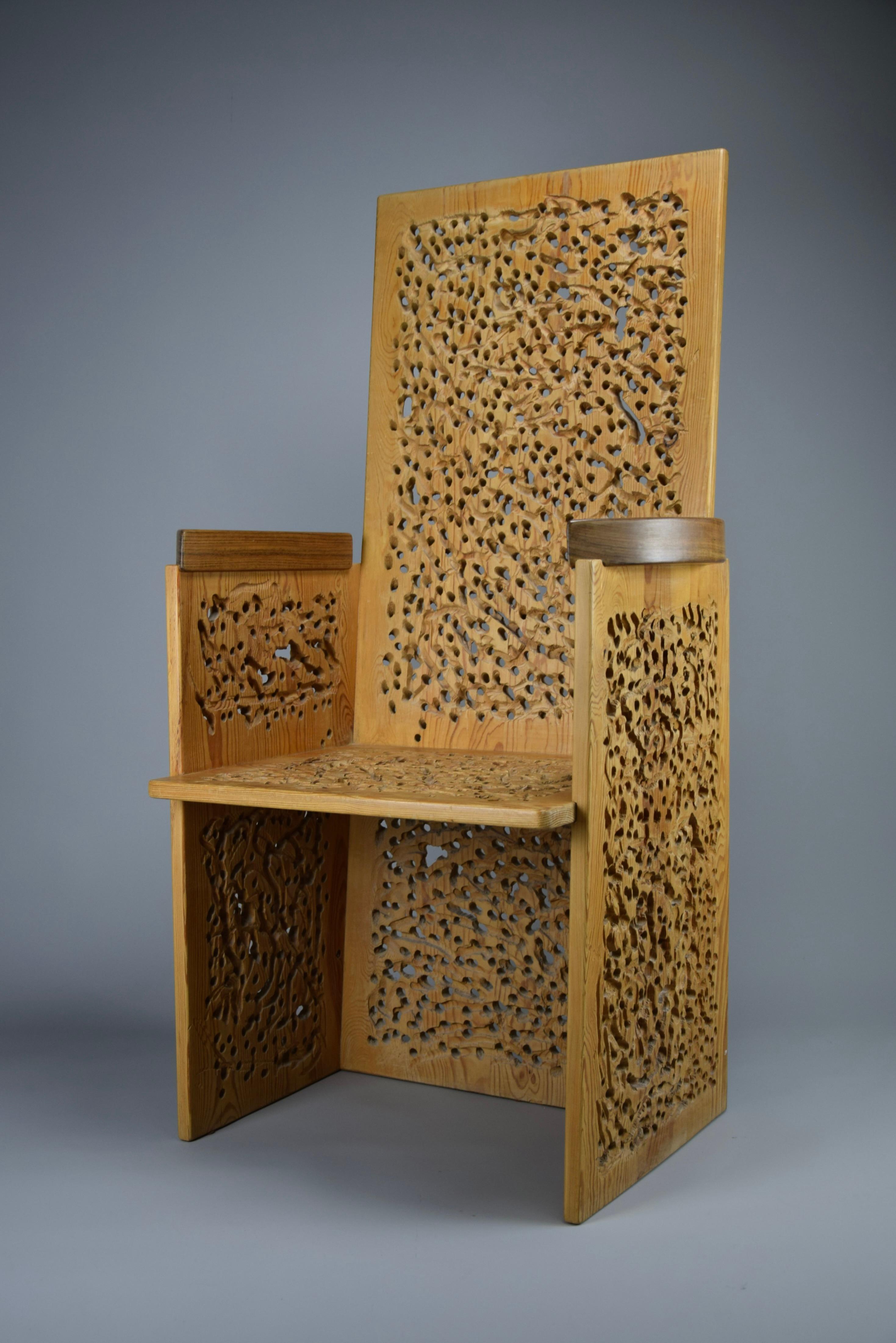 Sculptural Mid-Century Modern Hand Carved Armchair by Urano Palma For Sale 6