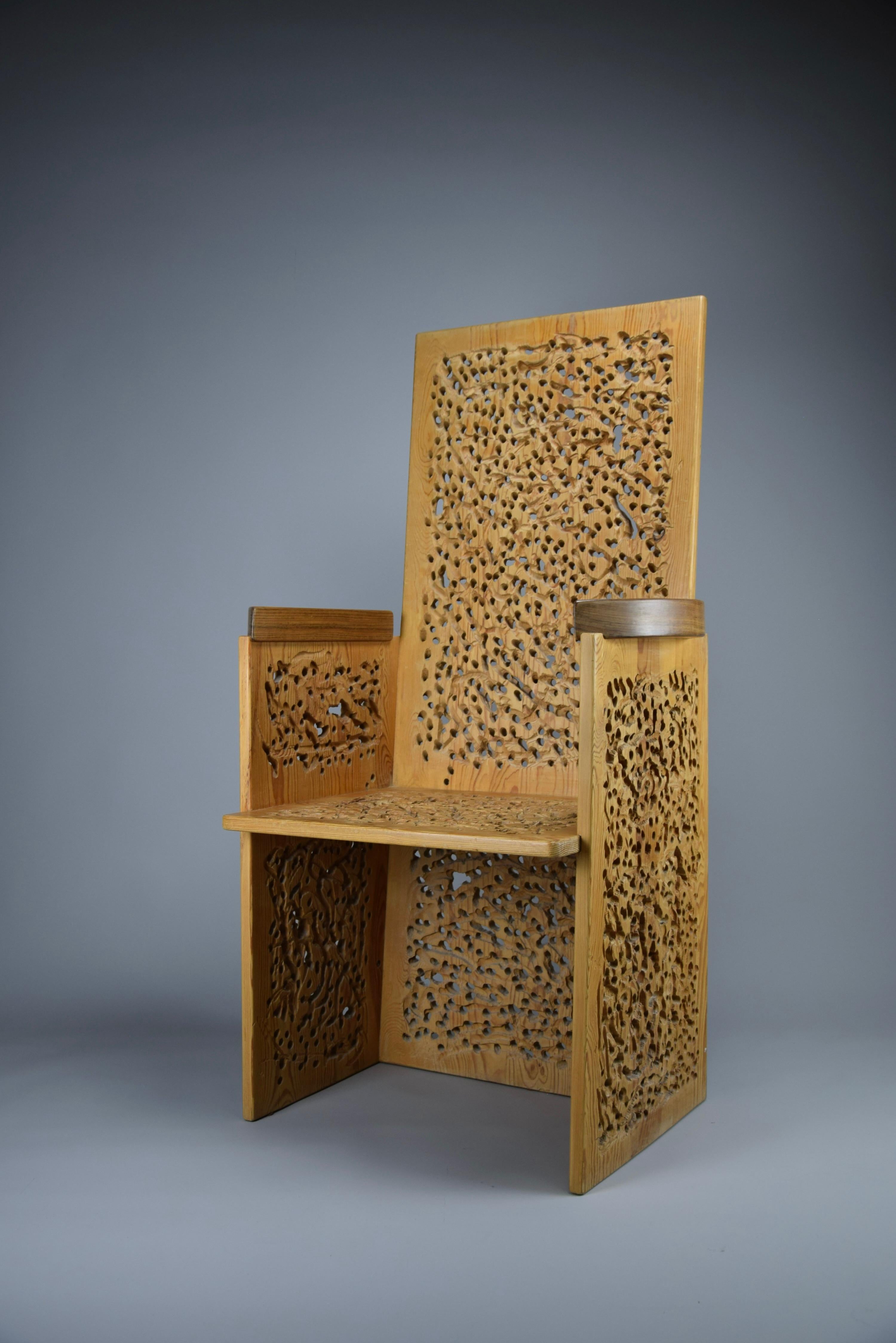 Sculptural Mid-Century Modern Hand Carved Armchair by Urano Palma For Sale 1