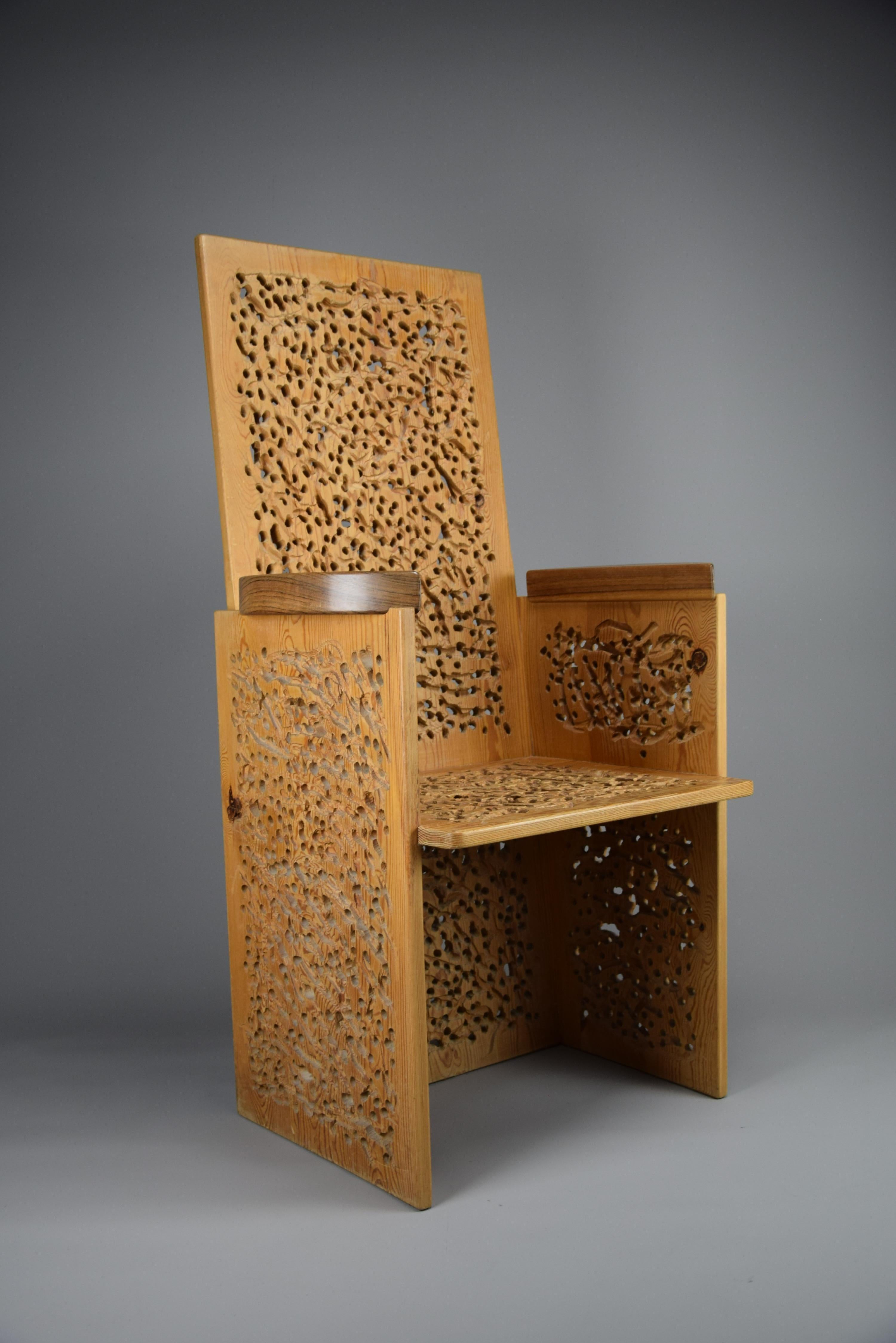 Sculptural Mid-Century Modern Hand Carved Armchair by Urano Palma For Sale 2