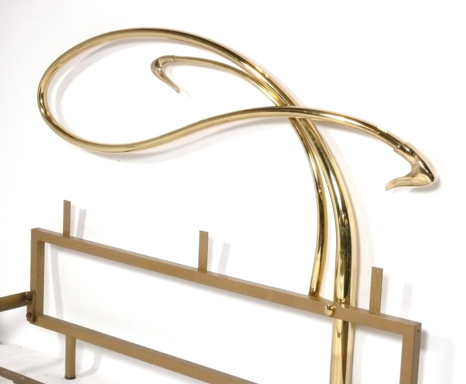 Mid-Century Modern Sculptural Mid Century Modern Italian Brass Bed circa 1970s For Sale