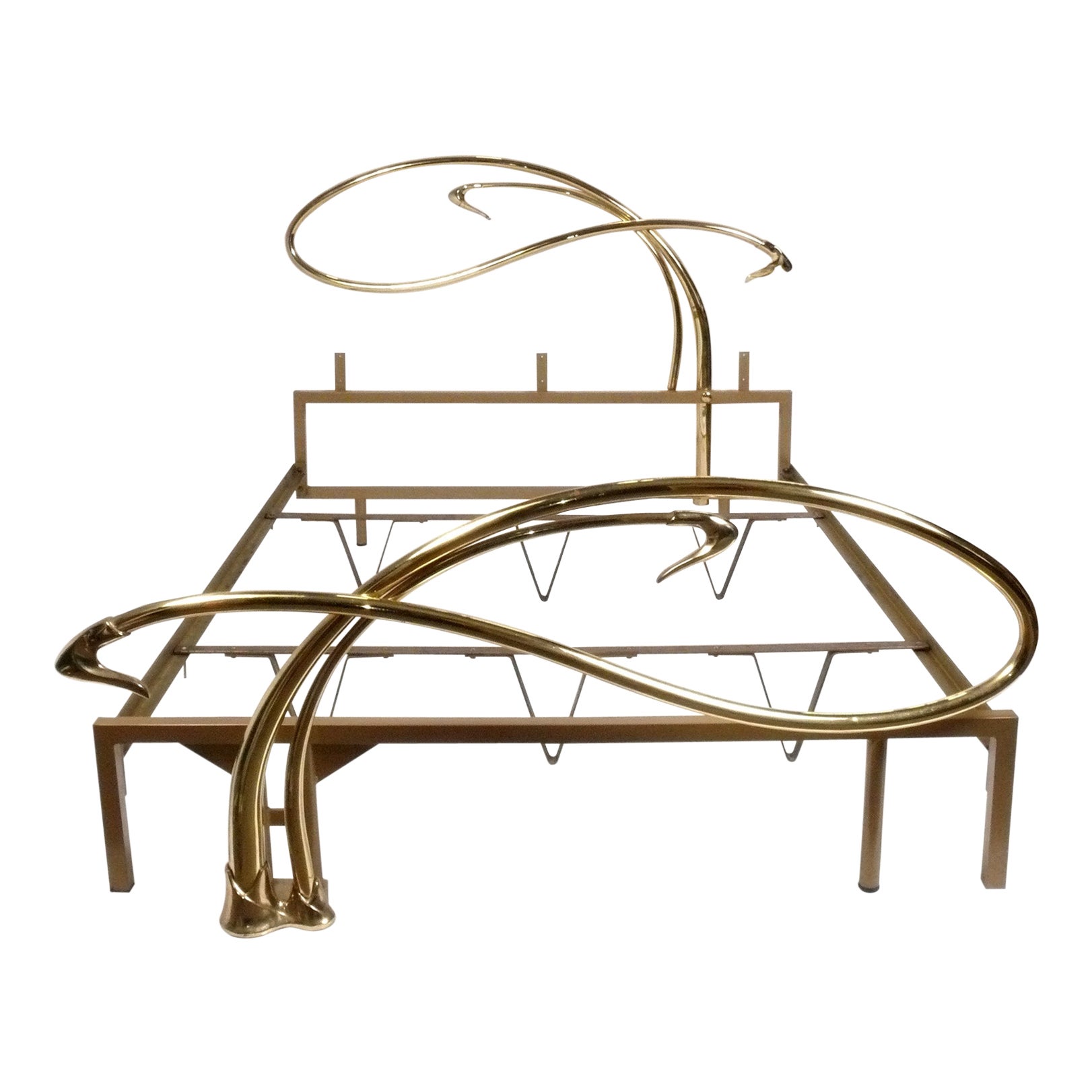 Lit sculptural en laiton italien Mid Century Modern circa 1970 en vente