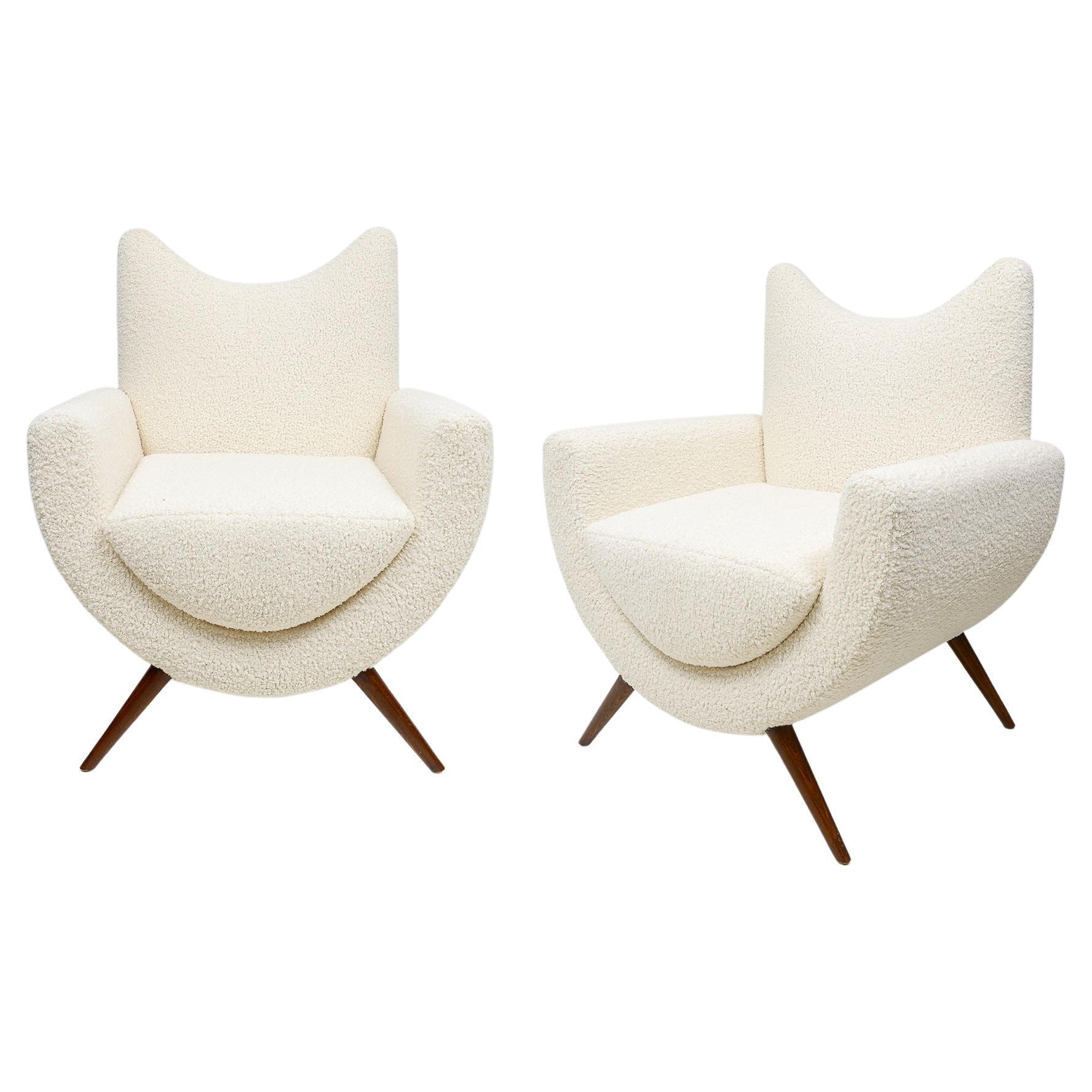Sculptural Mid-Century Modern Italian Lounge Chairs