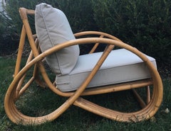 Sculptural Mid-Century Modern Rattan Pretzel Club Lounge Chair Paul Frankl Style