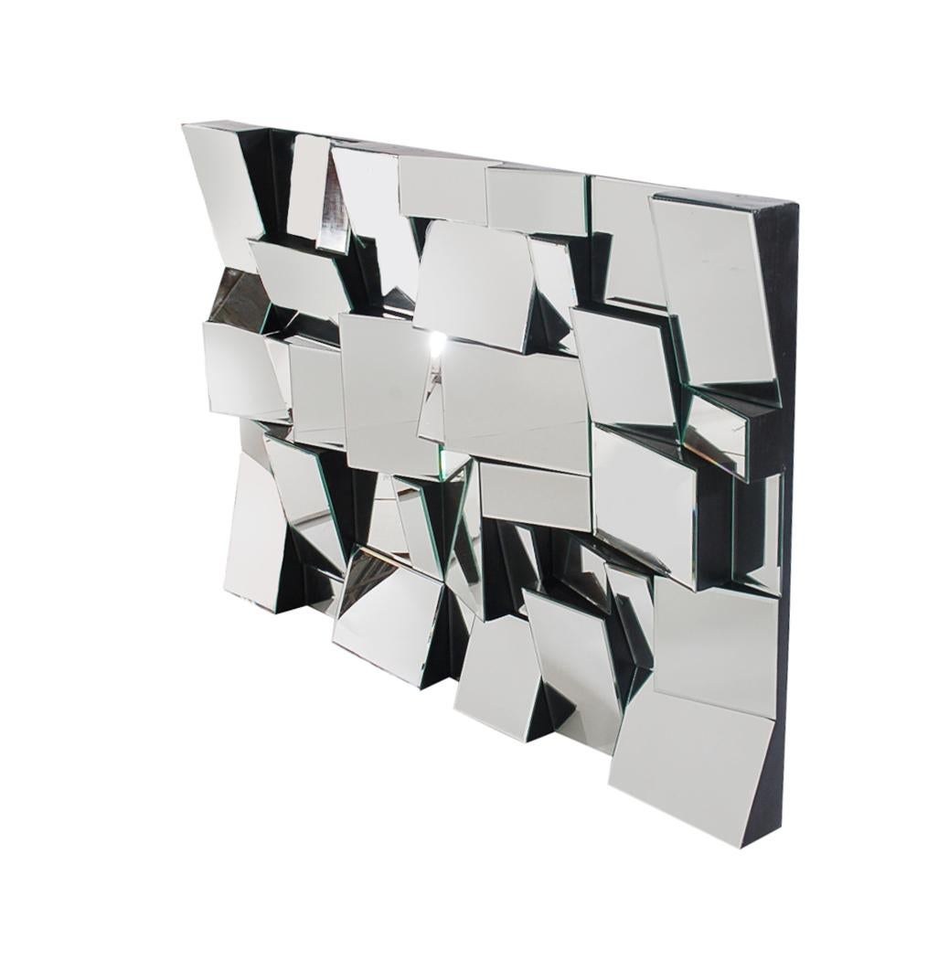 American Sculptural Mid-Century Modern Slopes Wall Mirror Designed by Neal Small