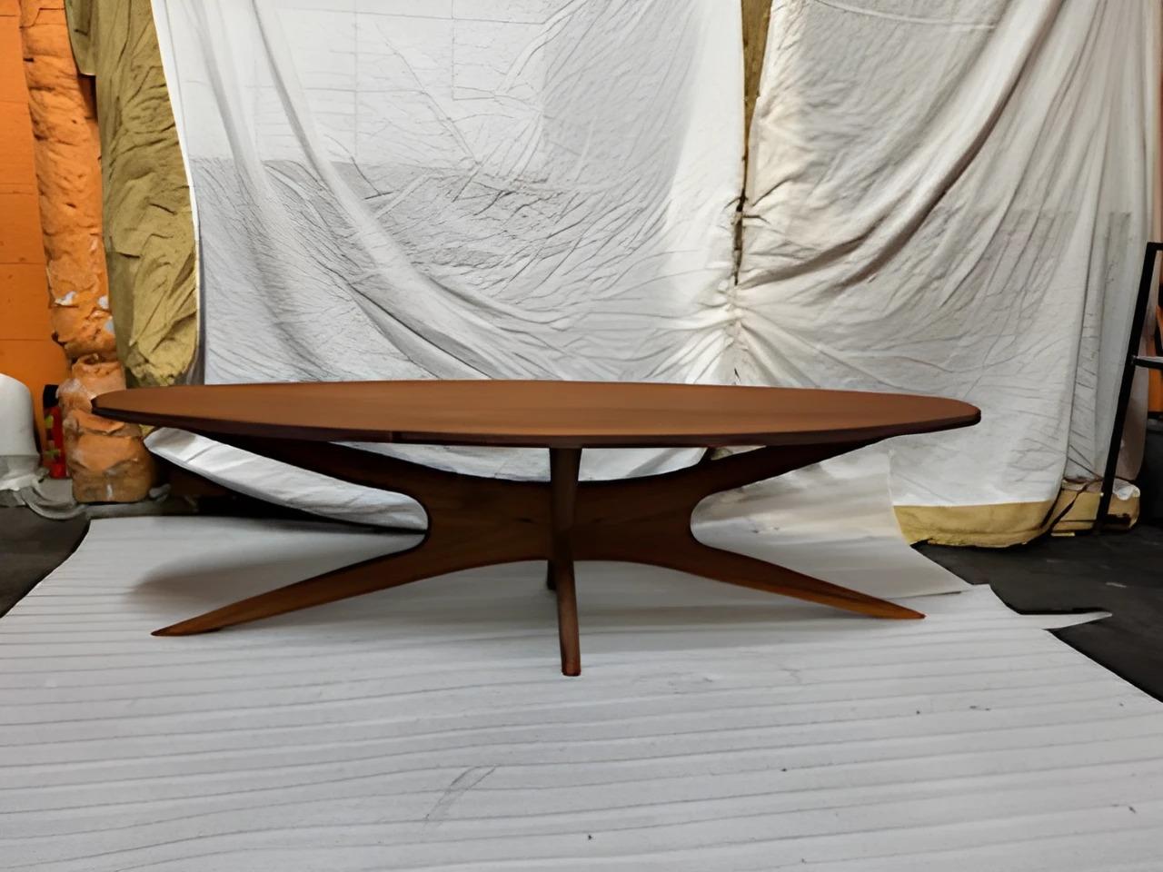 American Adrian Pearsall Style Sculptural Jacks Walnut coffee table 59