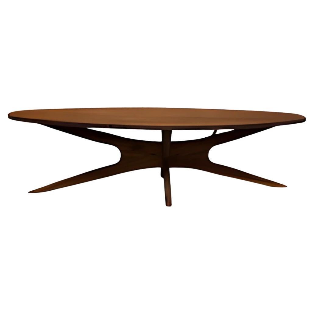 Adrian Pearsall Style Sculptural Jacks Walnut coffee table 59" long