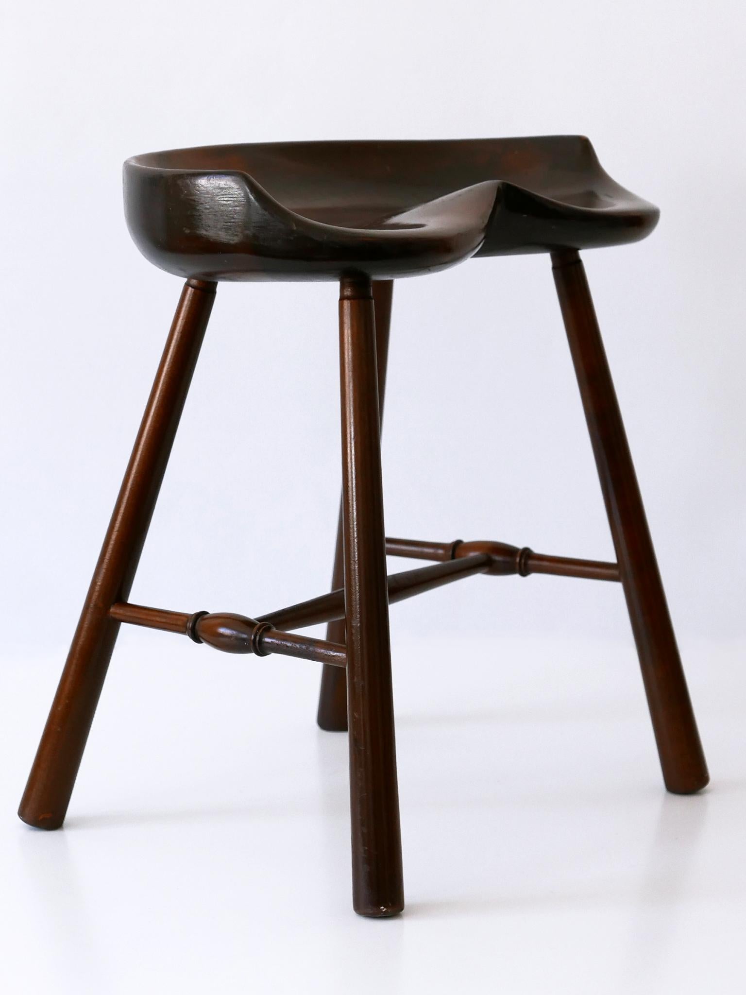 Sculptural Mid-Century Modern Solid Wood Stool Germany 1950s For Sale 3