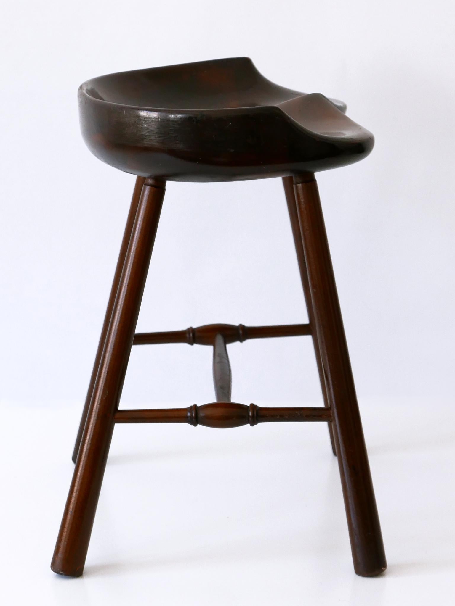Sculptural Mid-Century Modern Solid Wood Stool Germany 1950s For Sale 4