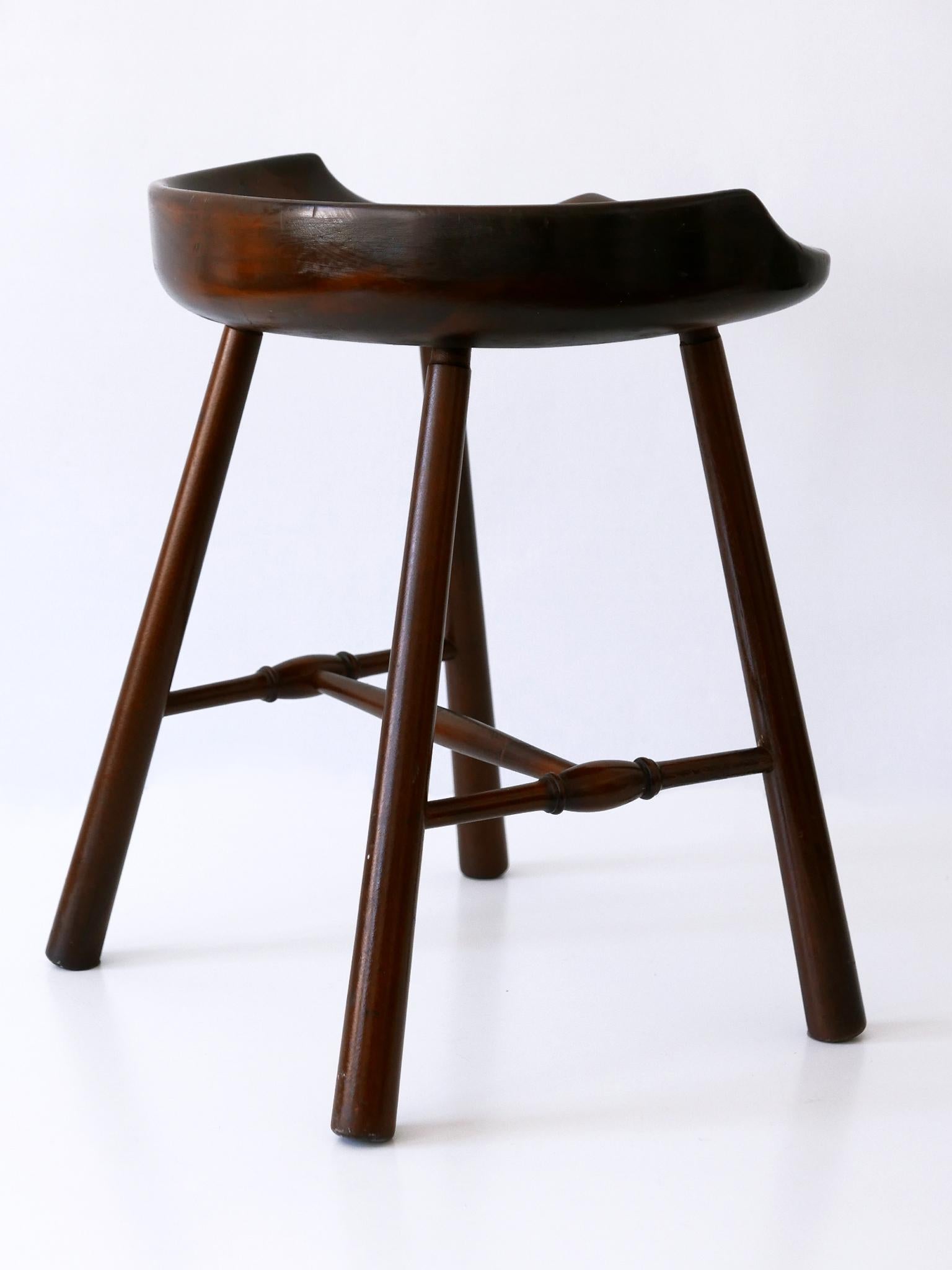 Sculptural Mid-Century Modern Solid Wood Stool Germany 1950s For Sale 6