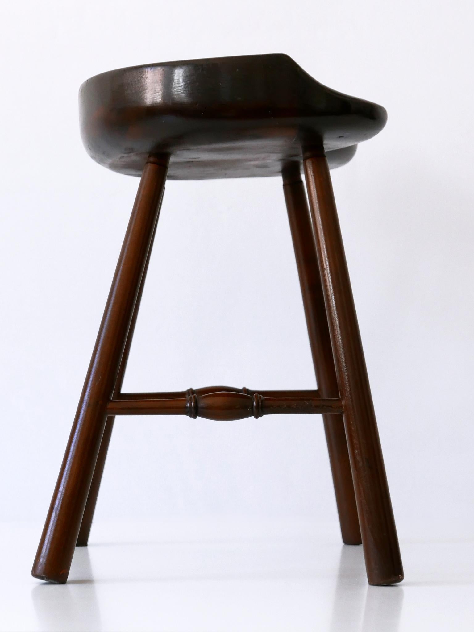 Sculptural Mid-Century Modern Solid Wood Stool Germany 1950s For Sale 7