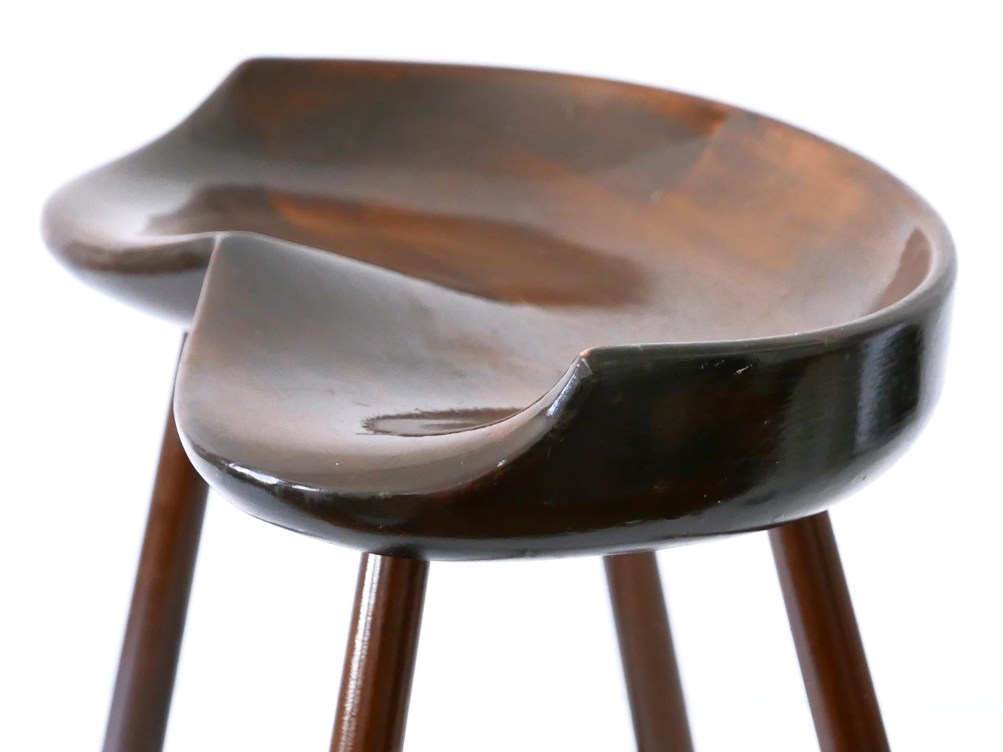 Sculptural Mid-Century Modern Solid Wood Stool Germany 1950s For Sale 8