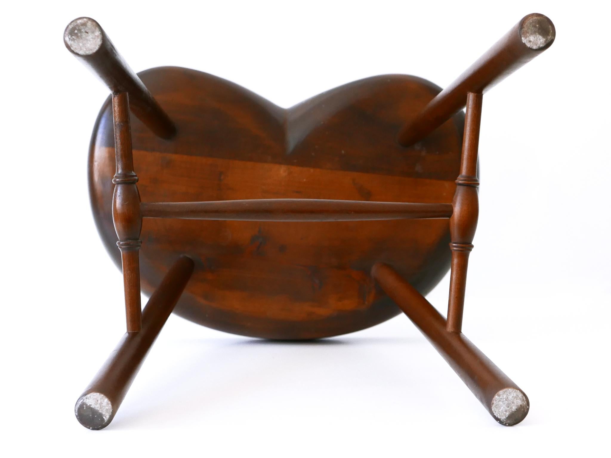 Sculptural Mid-Century Modern Solid Wood Stool Germany 1950s For Sale 12