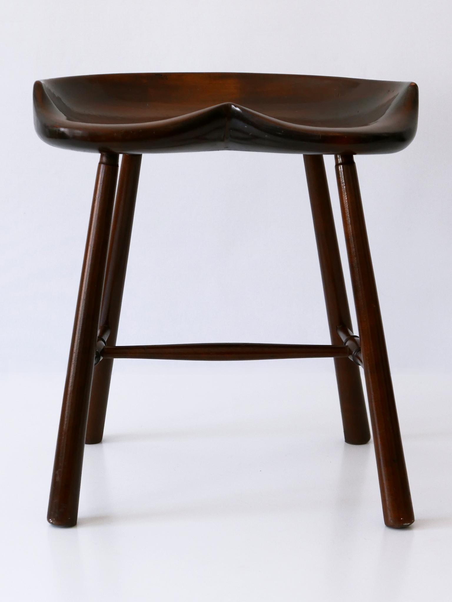 Mid-20th Century Sculptural Mid-Century Modern Solid Wood Stool Germany 1950s For Sale
