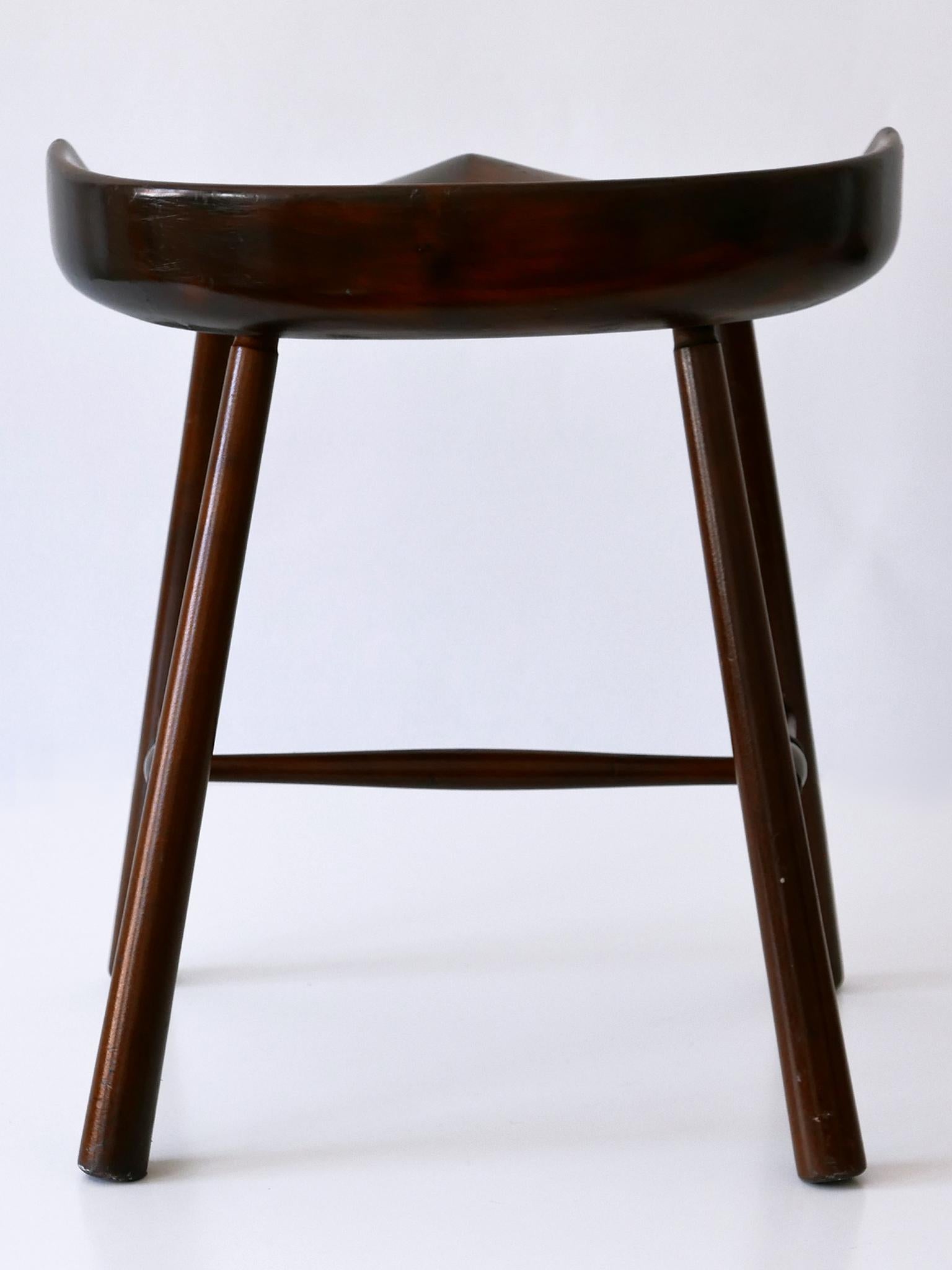 Sculptural Mid-Century Modern Solid Wood Stool Germany 1950s For Sale 1