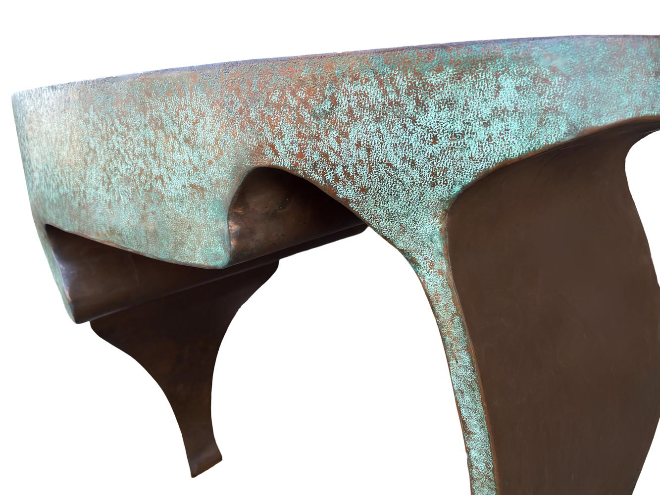 Sculptural Mid-Century Modern Studio Made Copper Console Table, Vanity or Desk 4