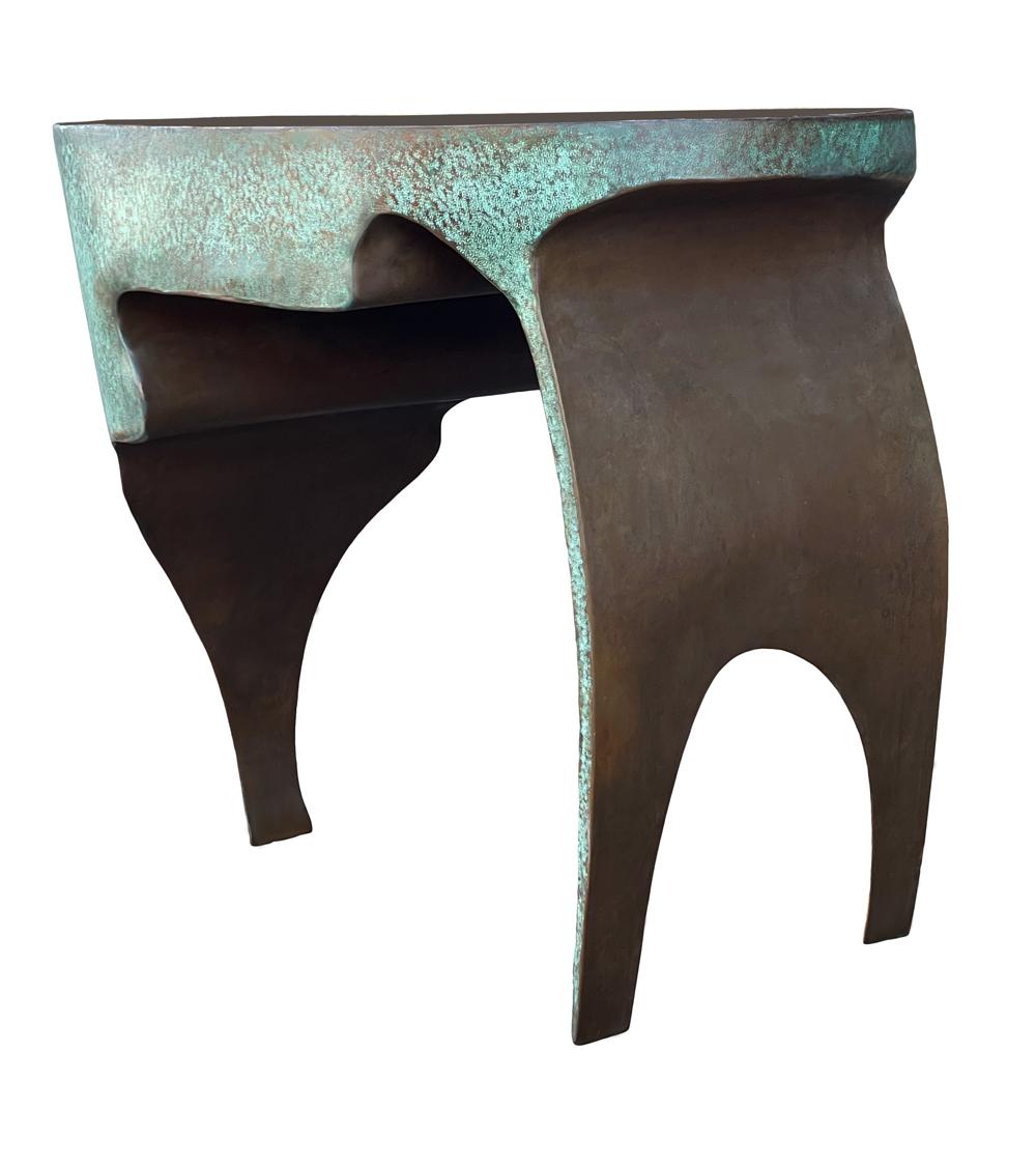 Mid-20th Century Sculptural Mid-Century Modern Studio Made Copper Console Table, Vanity or Desk