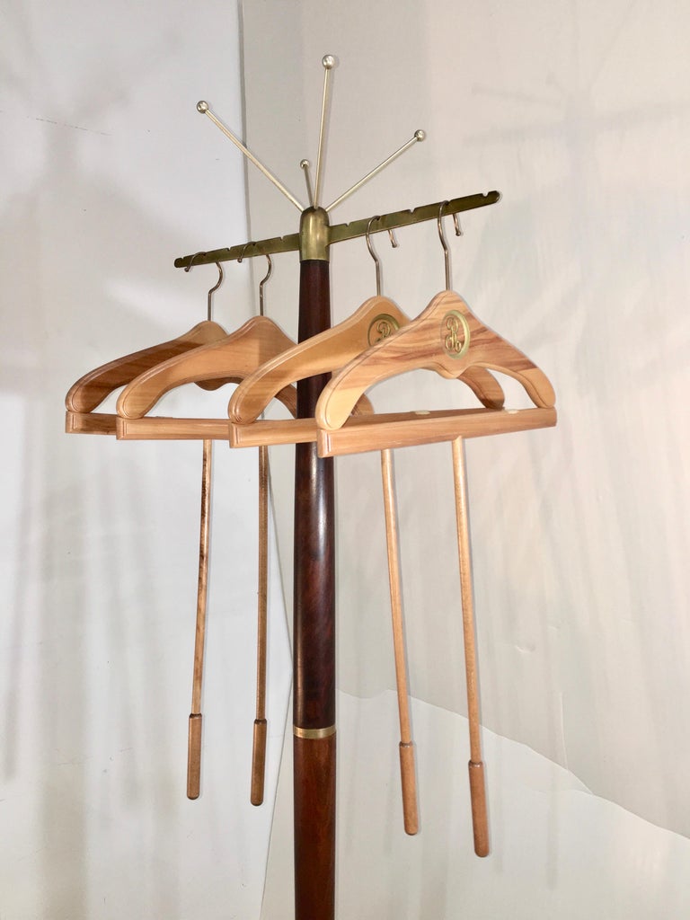 Sculptural MidCentury Modern Walnut and Brass Coat Stand For Sale at