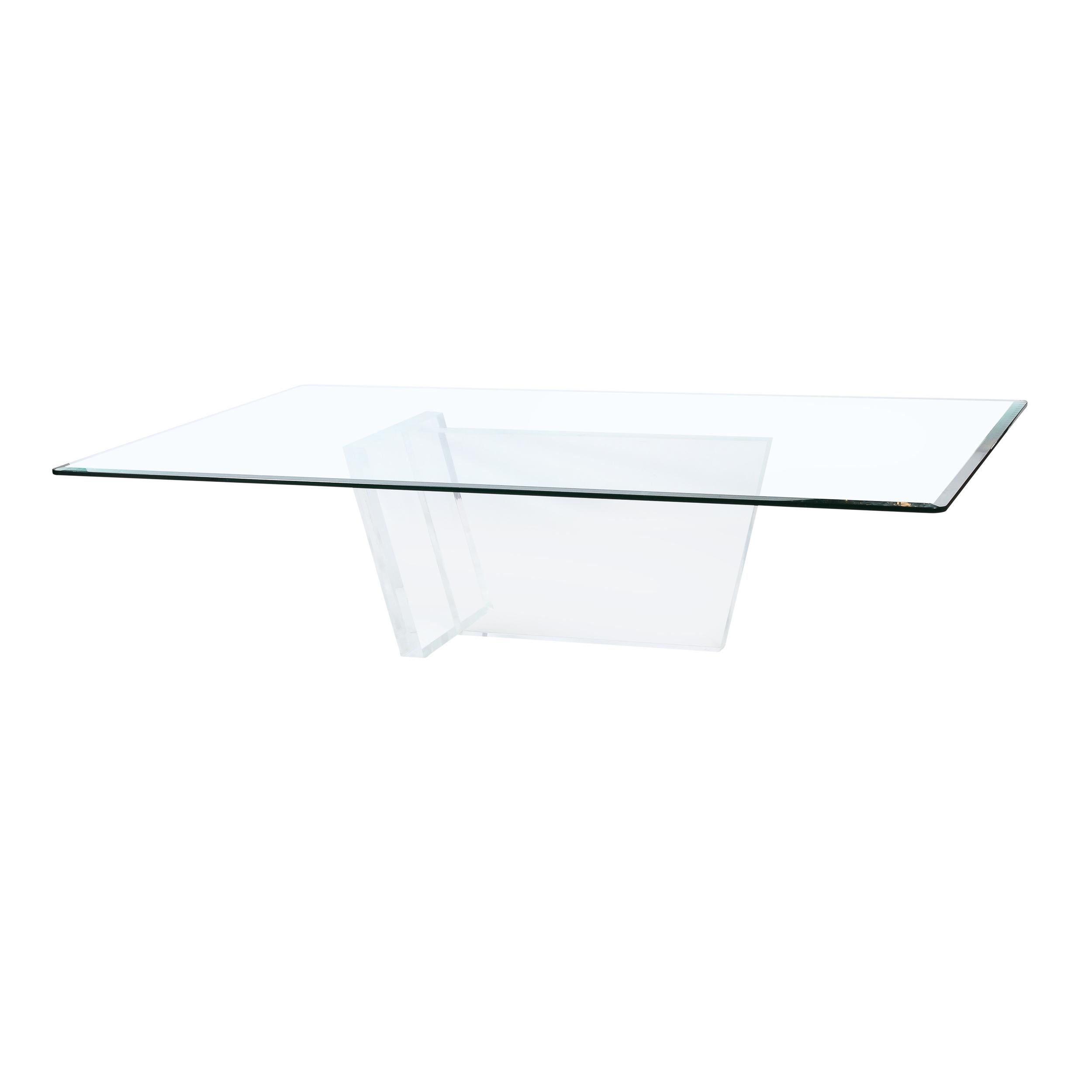 American Sculptural Mid-Century Modernist Glass and Lucite Cocktail Table For Sale