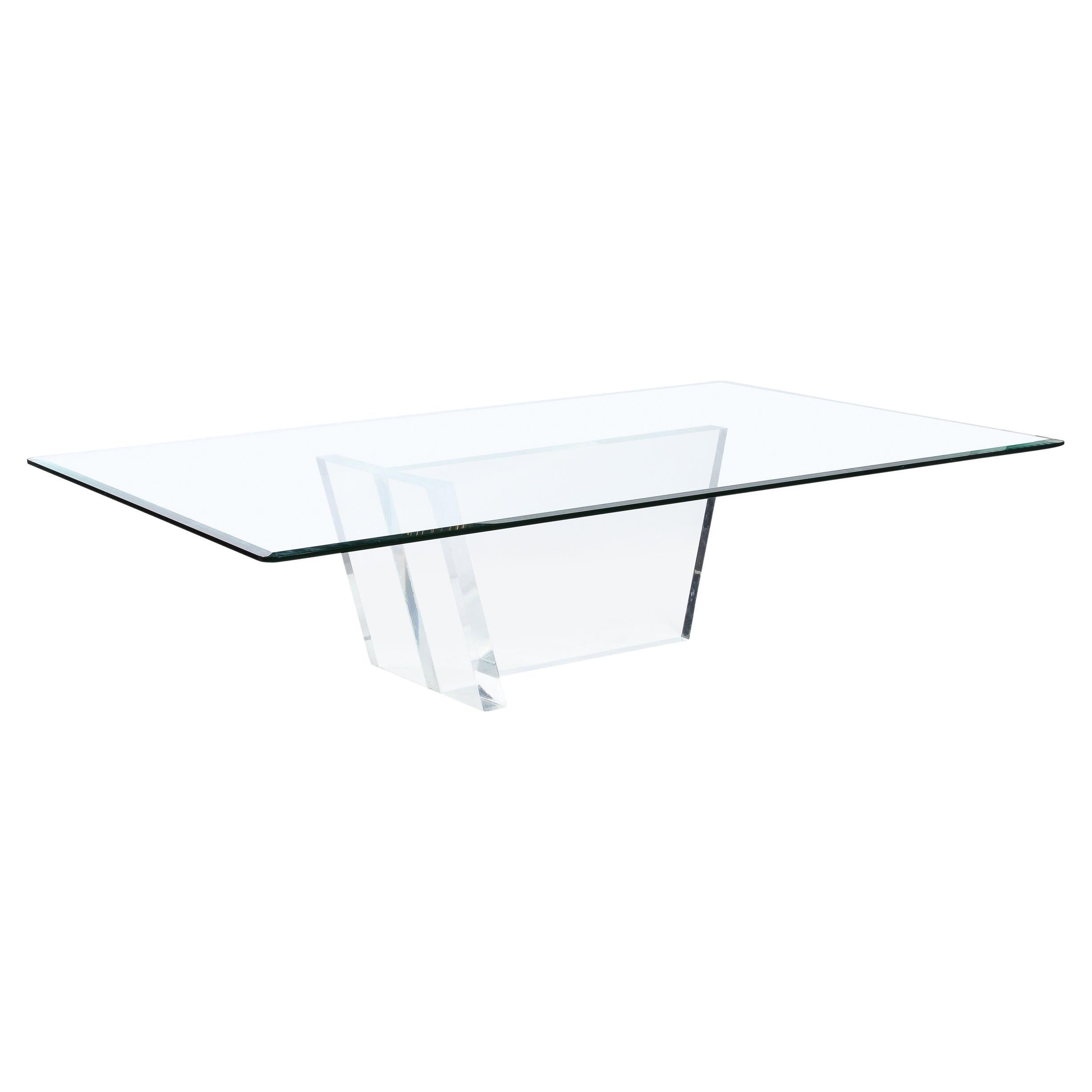 Sculptural Mid-Century Modernist Glass and Lucite Cocktail Table For Sale