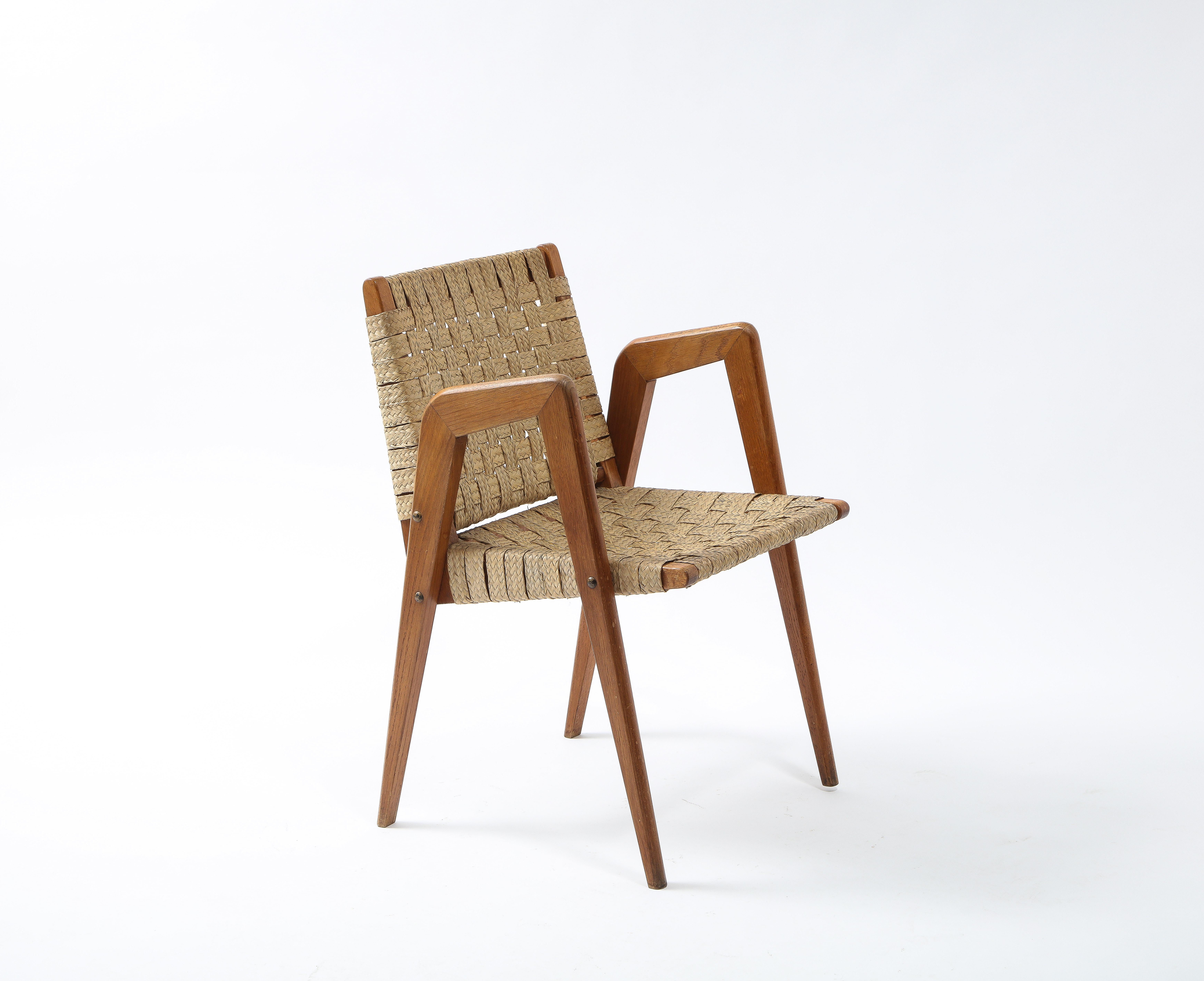 Sculptural Mid-Century Rattan and Teak Side Chair, France 1960's 4