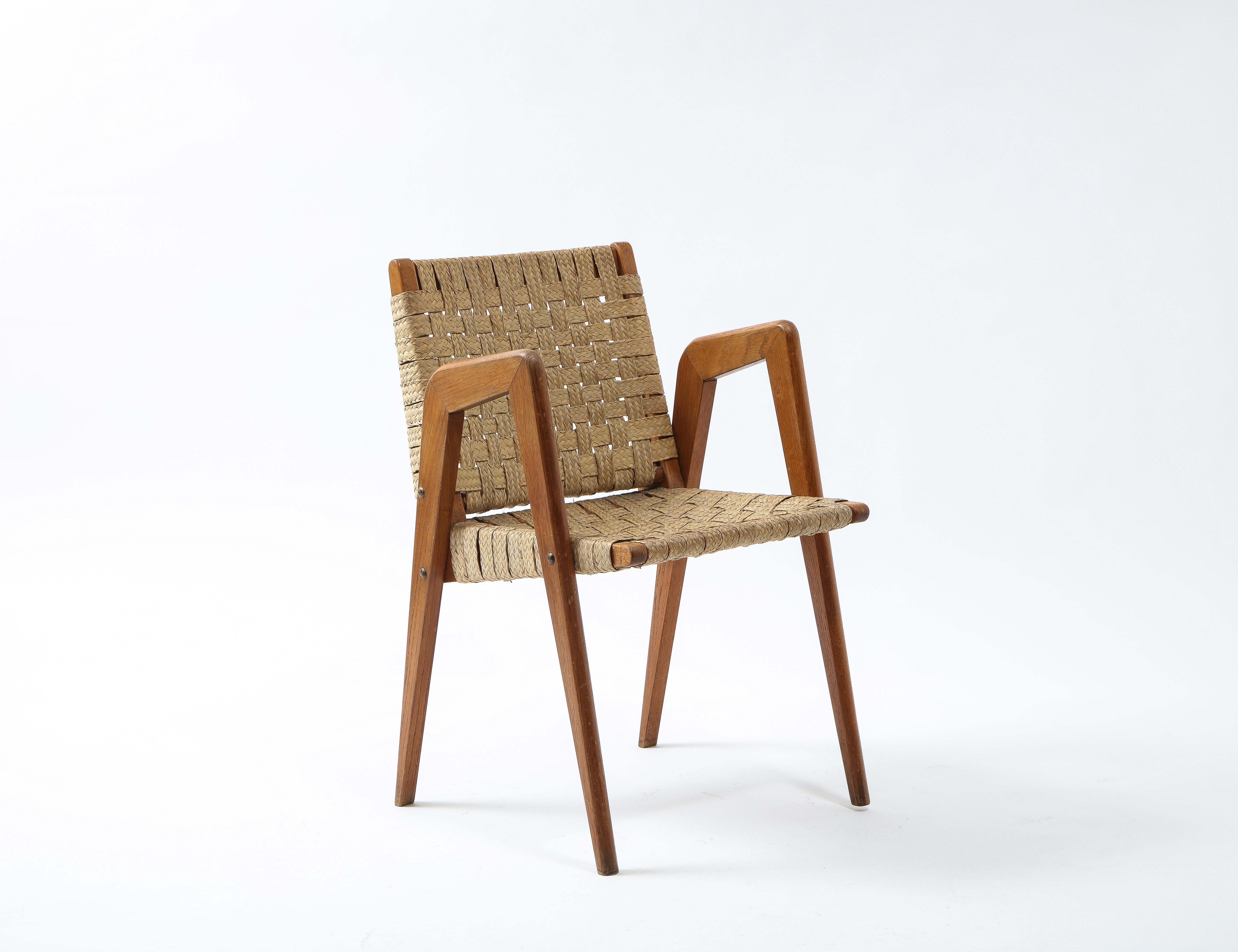Sculptural Mid-Century Rattan and Teak Side Chair, France 1960's 5