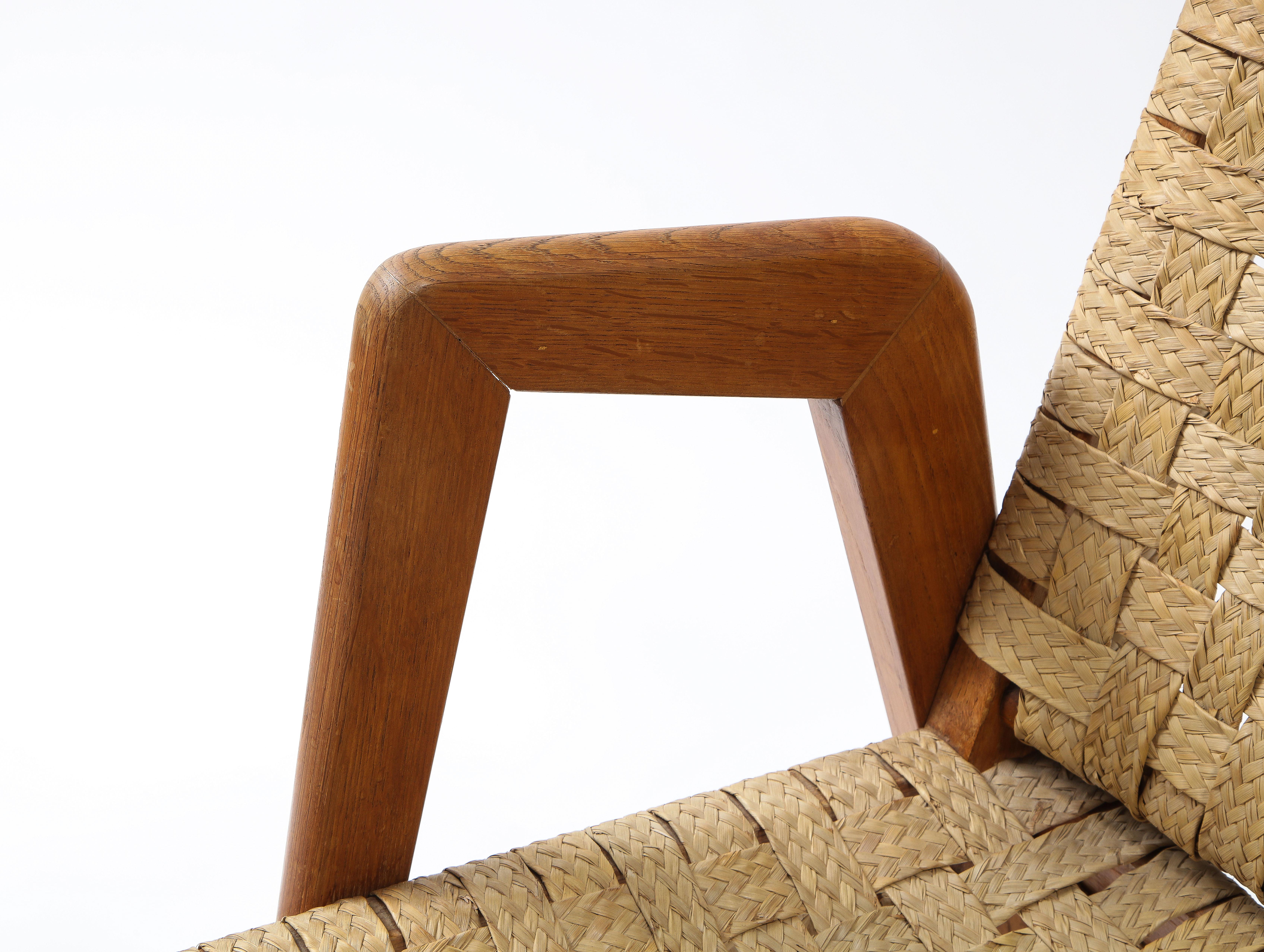 Sculptural Mid-Century Rattan and Teak Side Chair, France 1960's In Good Condition In New York, NY