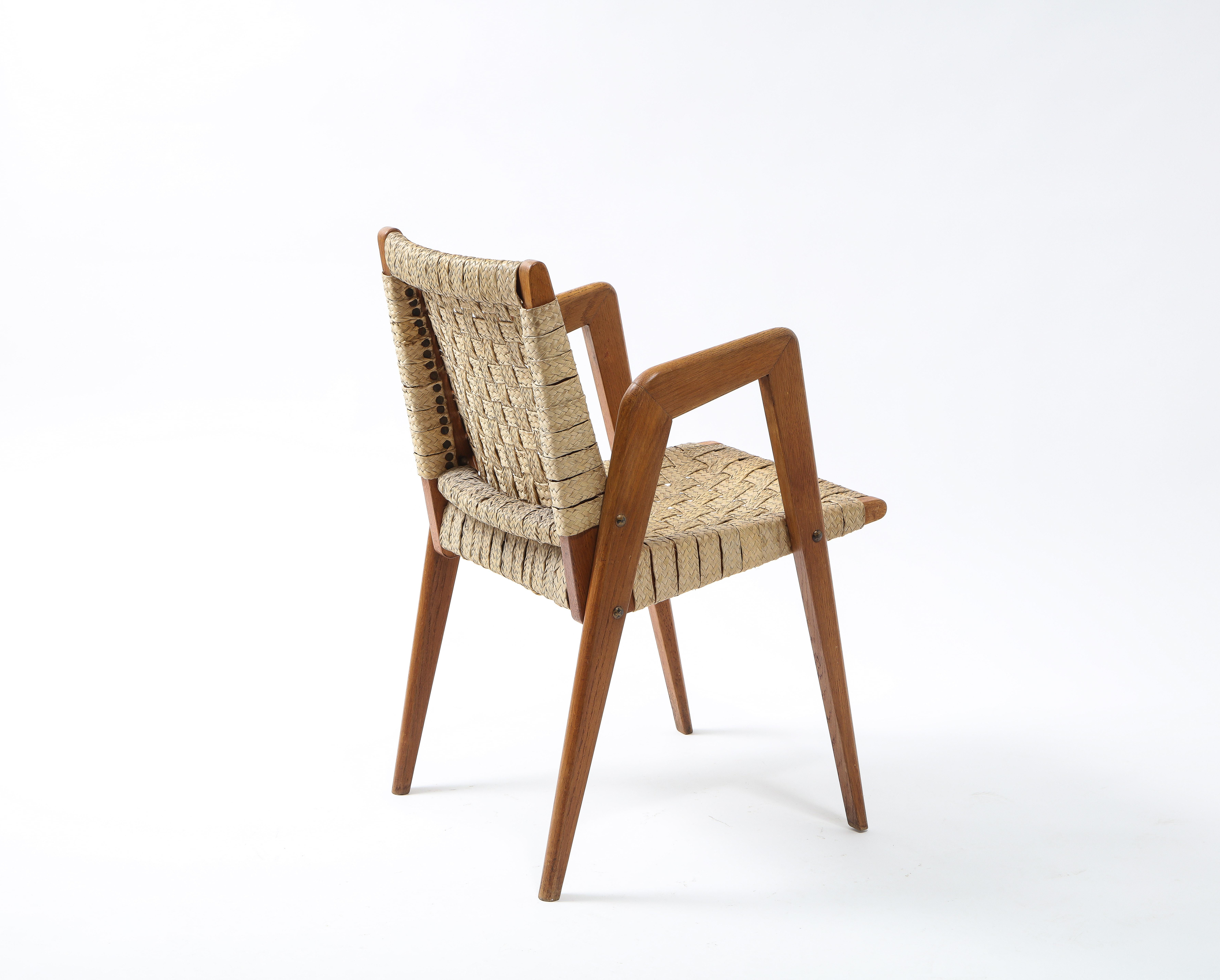 Sculptural Mid-Century Rattan and Teak Side Chair, France 1960's 2