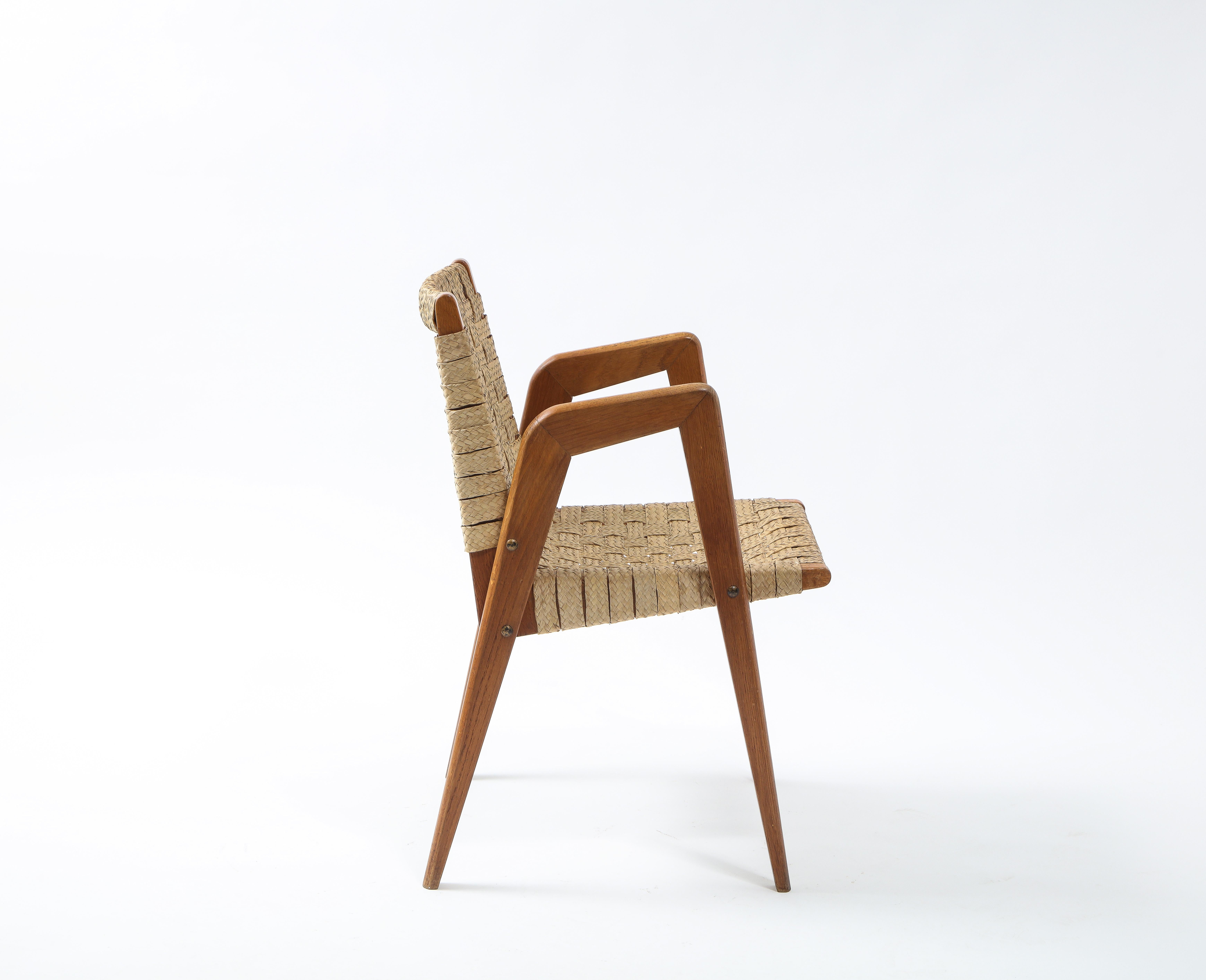 Sculptural Mid-Century Rattan and Teak Side Chair, France 1960's 3