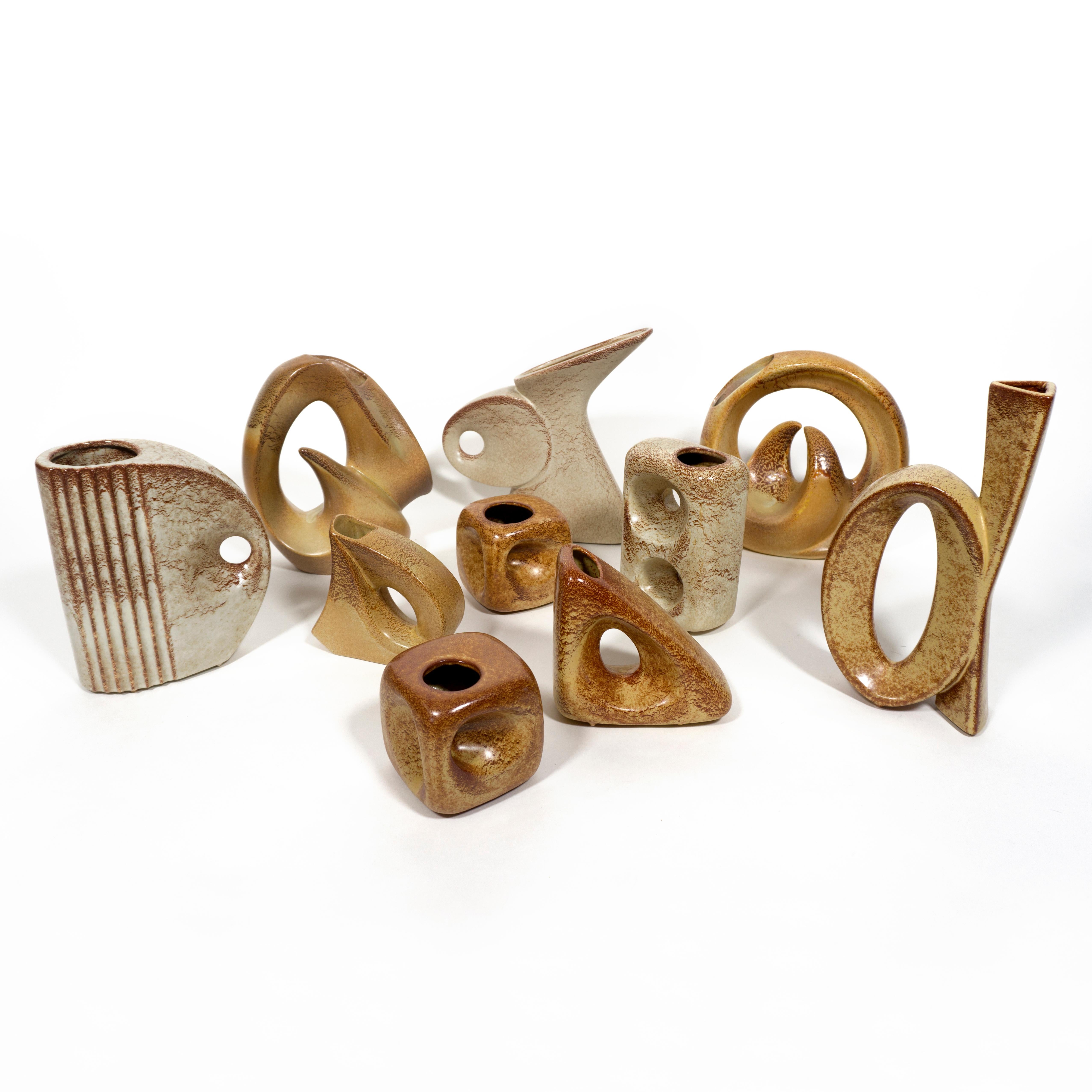 Mid-Century Modern Ensemble de 10 vases Bertoncello Roberto Rigon, Italie, années 1960 en vente
