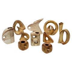 Sculptural Mid-Century Set of 10 Bertoncello Roberto Rigon Vases, Italy 1960s