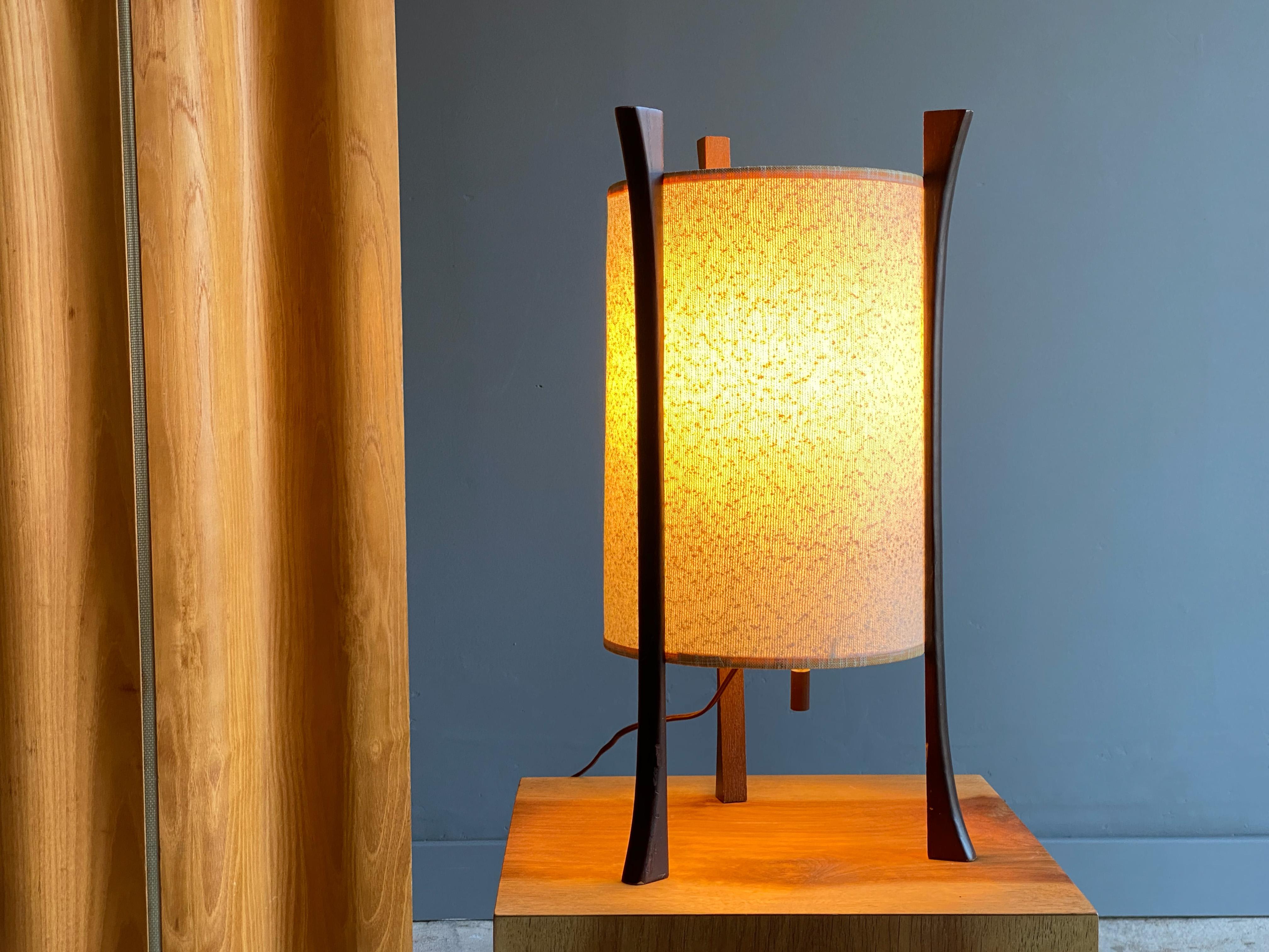 Wood Sculptural Mid Century Table Lamp