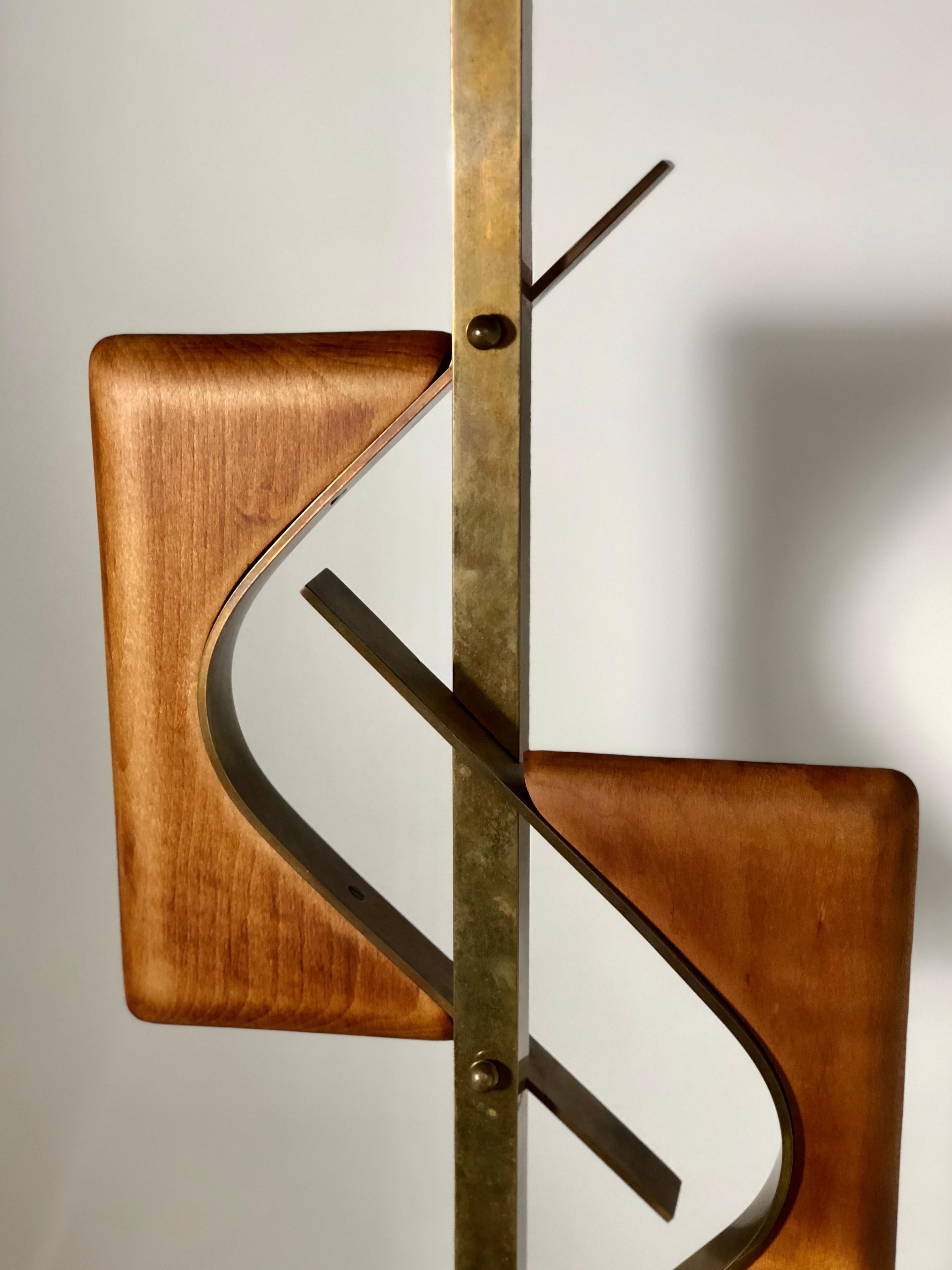 20th Century Sculptural Midcentury Lamp of Walnut, Brass, and Cork