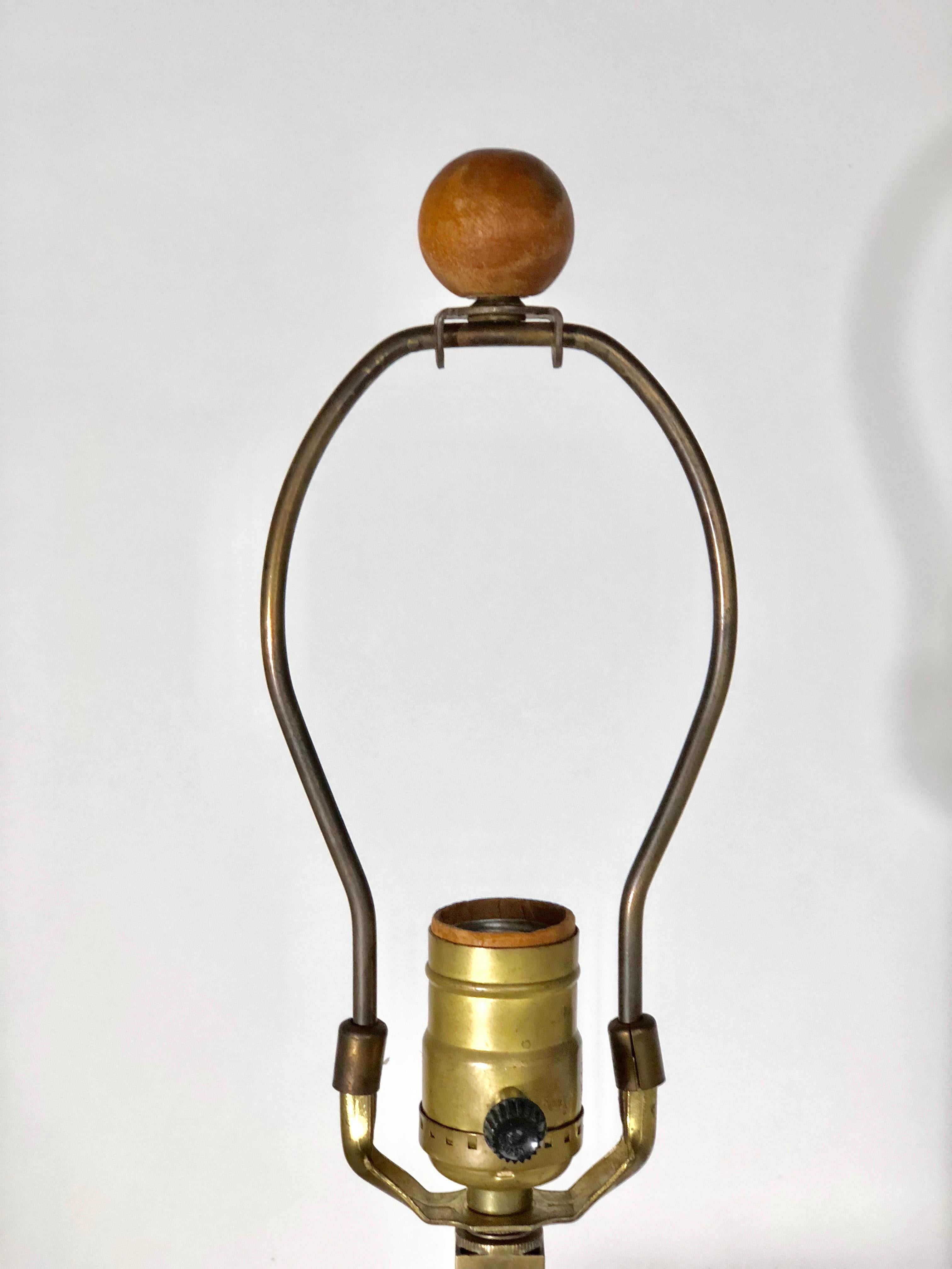 Sculptural Midcentury Lamp of Walnut, Brass, and Cork 2