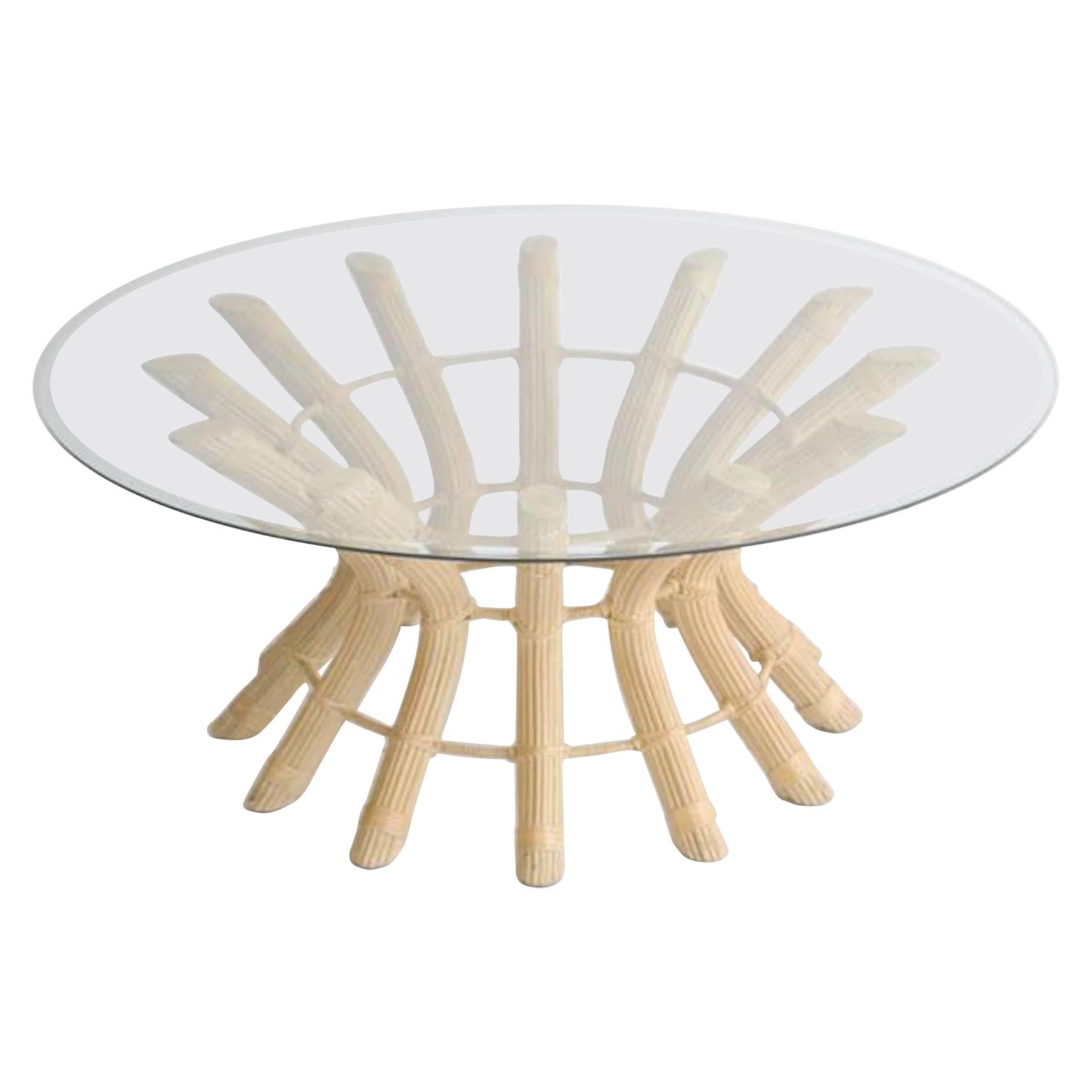 Sculptural Midcentury Rattan Cocktail Table For Sale
