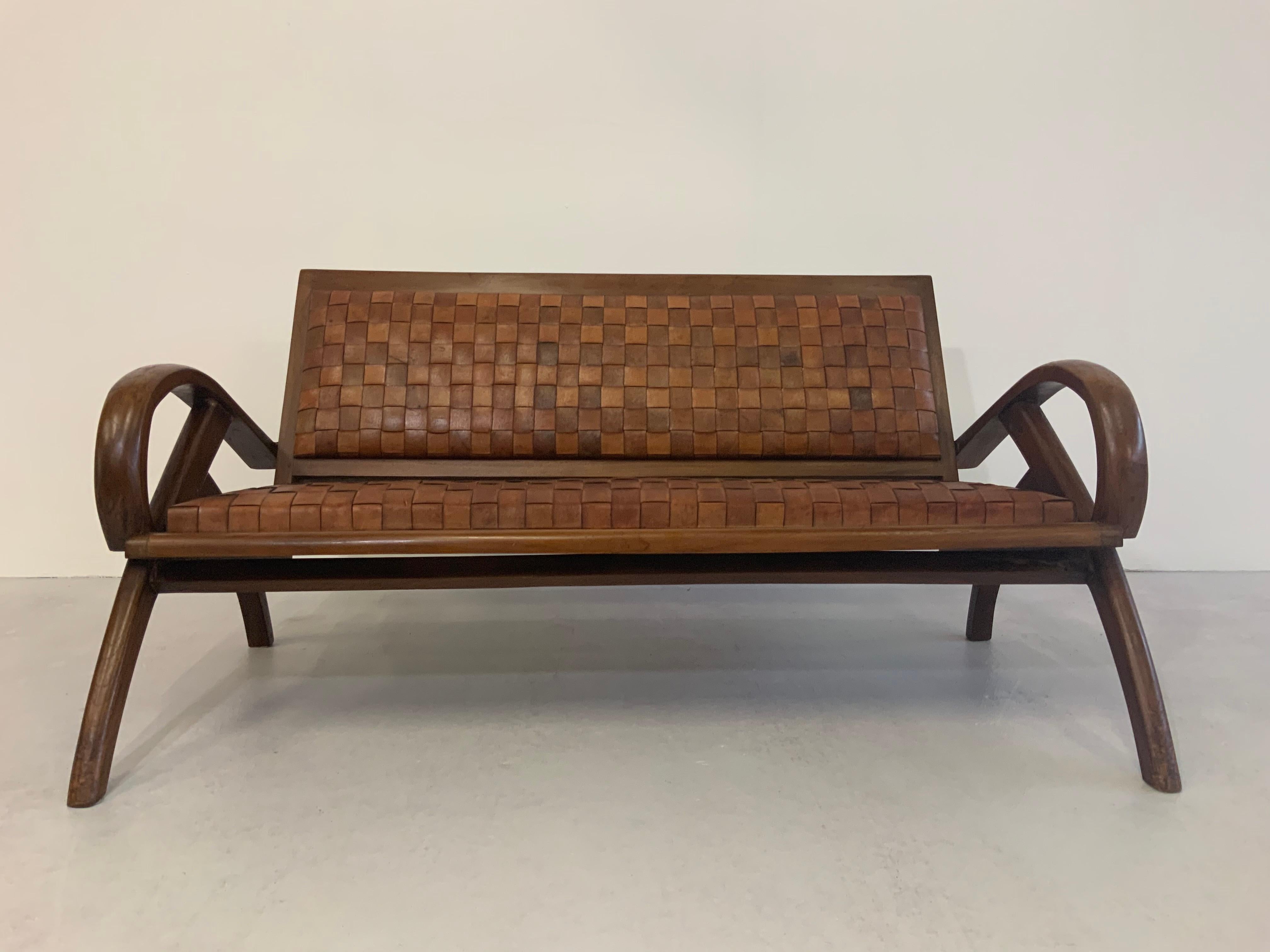 leather settee bench