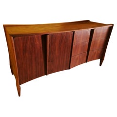 Sculptural midcentury walnut sideboard by Vanleigh, 1970s American